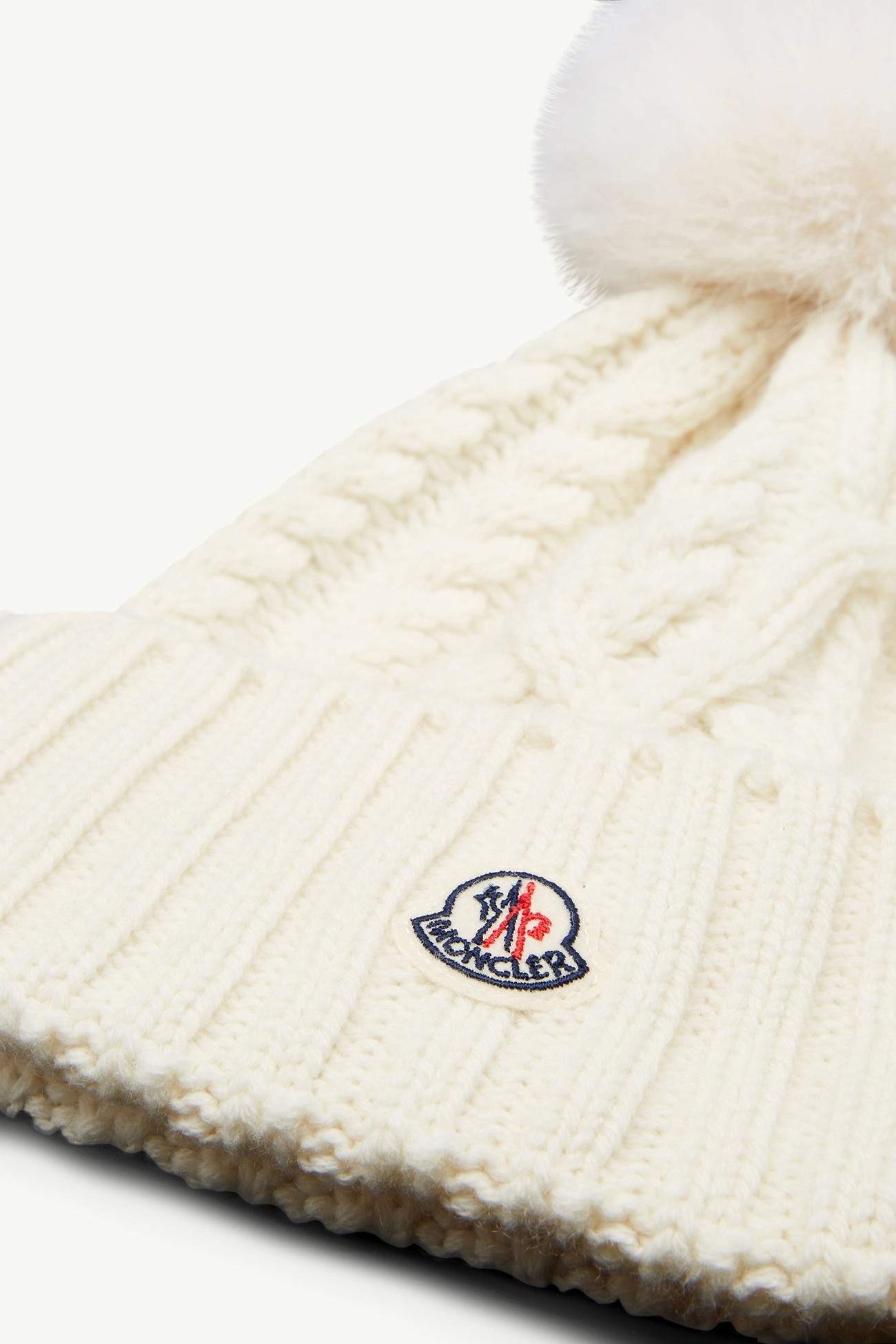 絨球裝飾羊毛羊絨混紡冷帽 女士 亮白色 Moncler 2