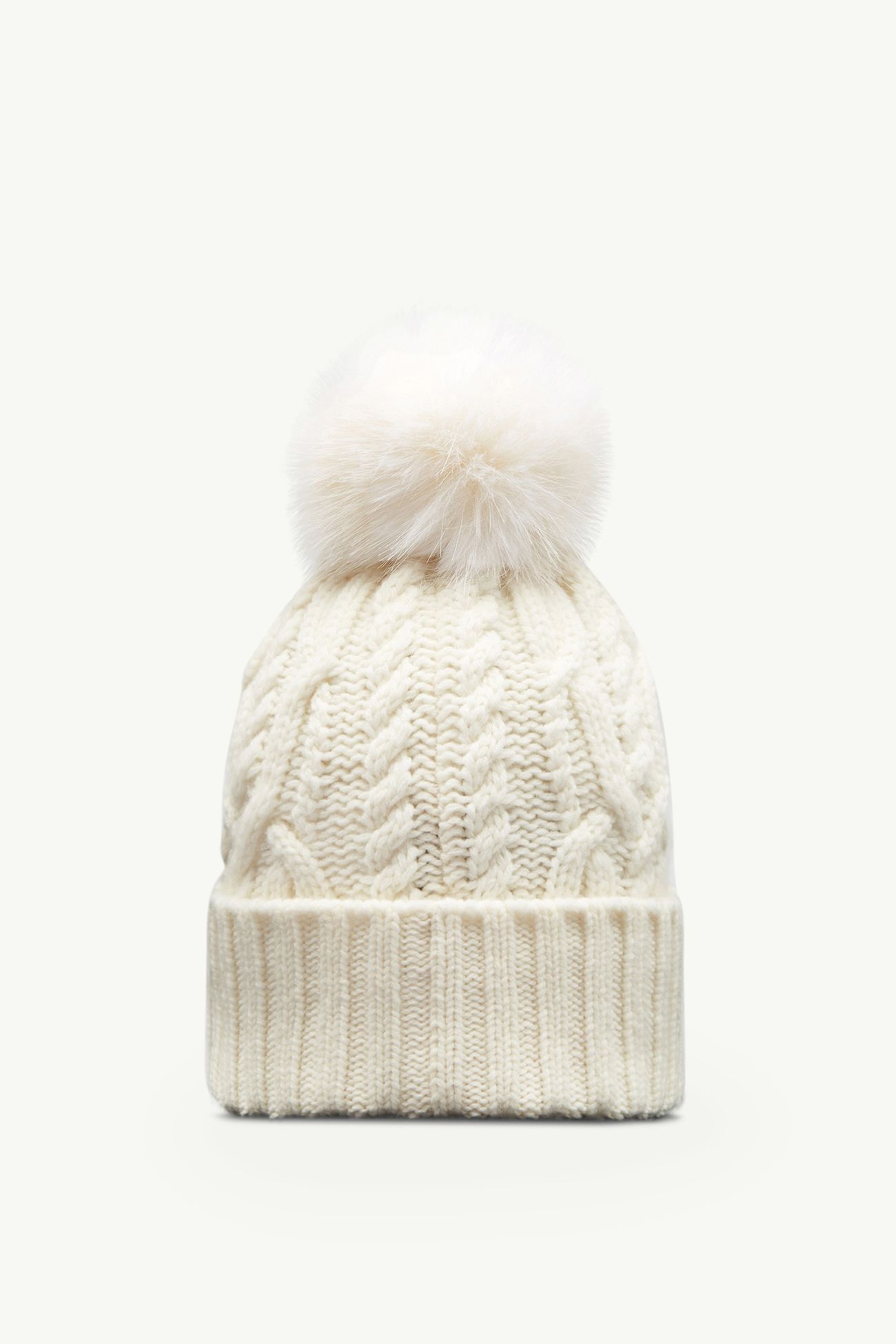 폼폼 울 & 캐시미어 혼방 비니 여성 옵티컬 화이트 Moncler 3