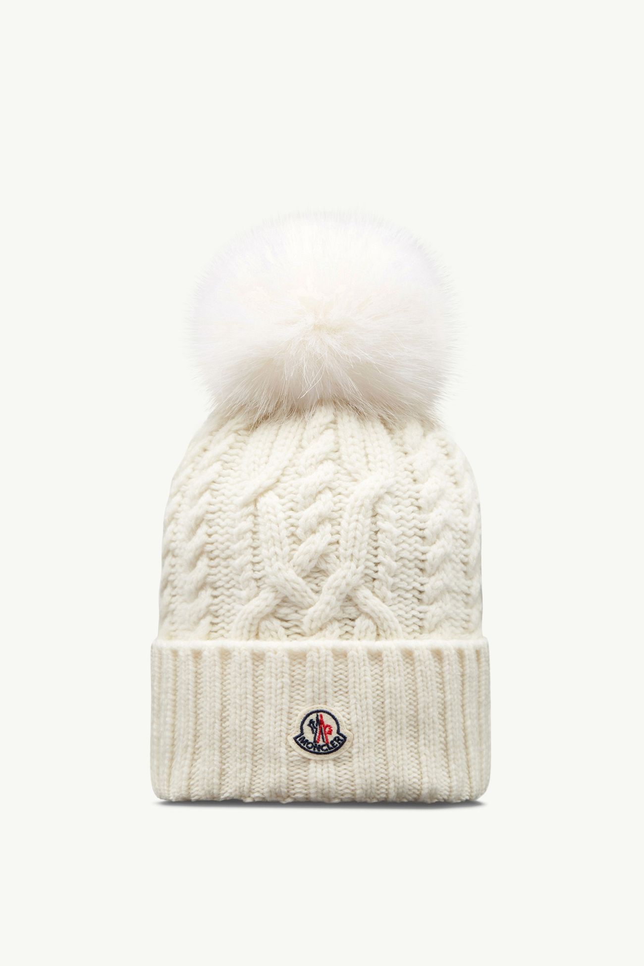 絨球裝飾羊毛羊絨混紡冷帽 女士 亮白色 Moncler 0