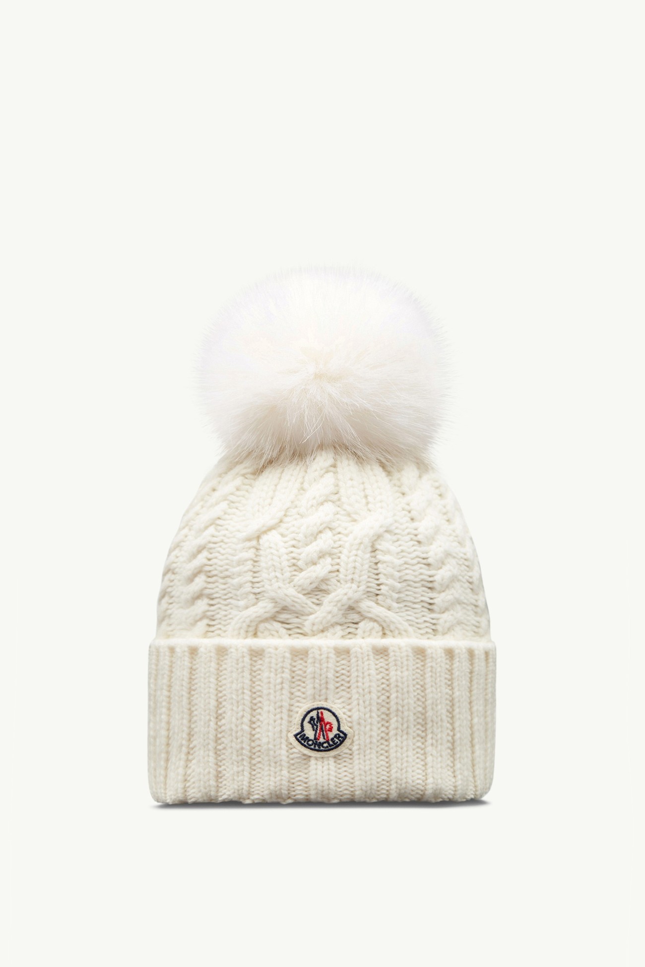 絨球裝飾羊毛羊絨混紡冷帽 女士 亮白色 Moncler 0