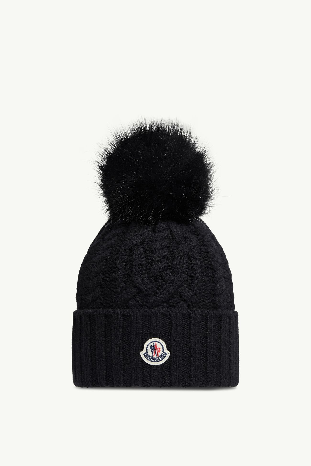 絨球裝飾羊毛羊絨混紡冷帽 女士 黑色 Moncler 0