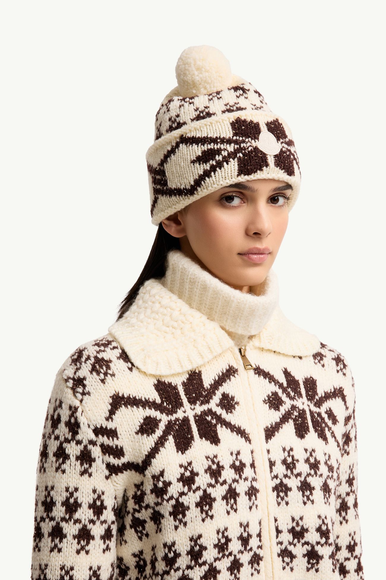 Gorro de punto de jacquard Mujer Blanco Marfil Moncler 1