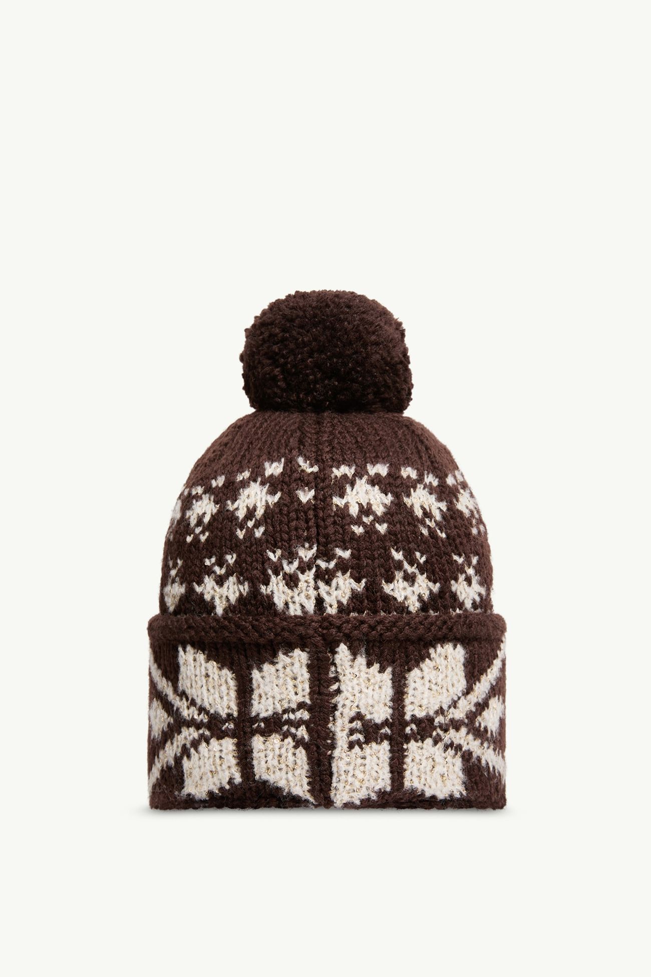 Jacquard Knit Beanie Women Brown Moncler 3