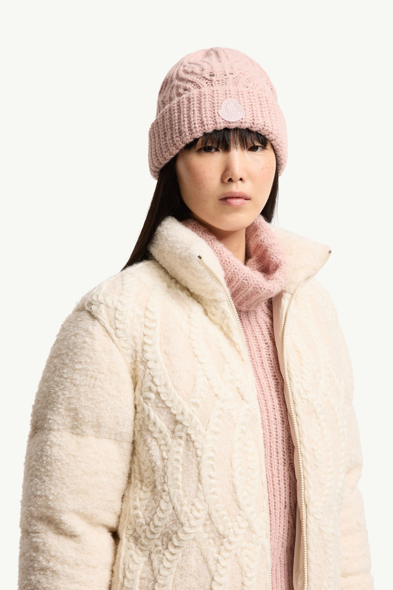 羊駝毛羊毛混紡冷帽 女士 粉紅色 Moncler 1