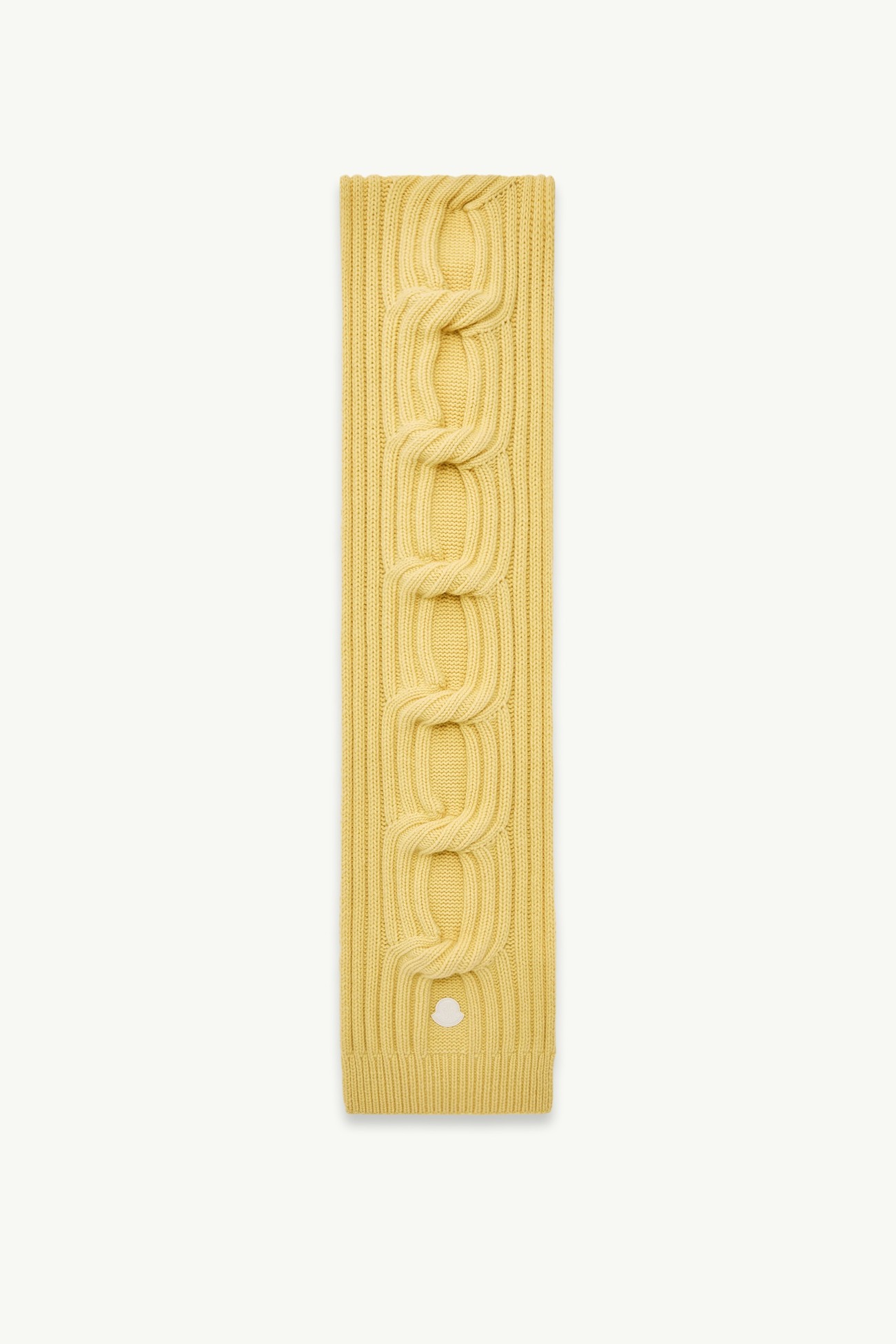 Sciarpa in maglia di lana e cashmere con lavorazione effetto catena Donna Giallo Ocra Moncler 0