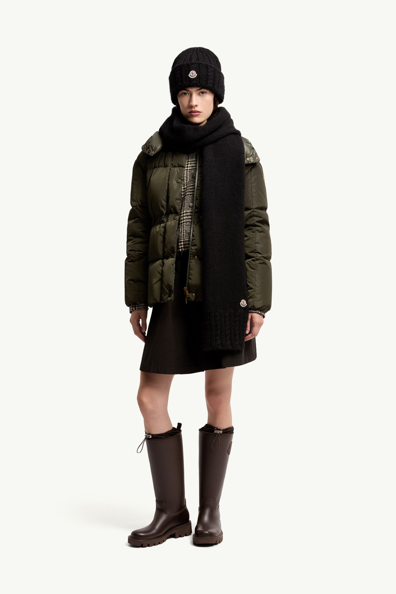 羊駝毛混紡針織圍巾 女士 黑色 Moncler 1