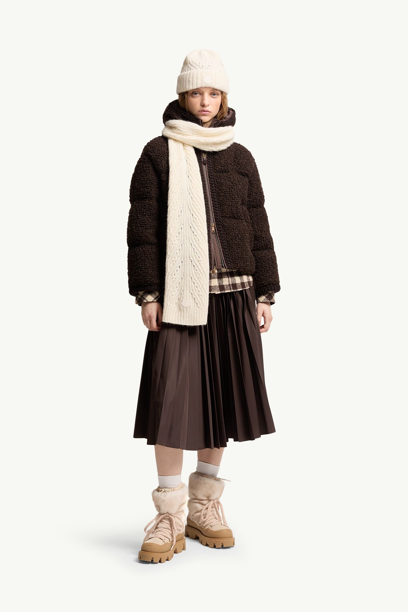 울 혼방 스카프 여성 화이트 아이보리 Moncler 1