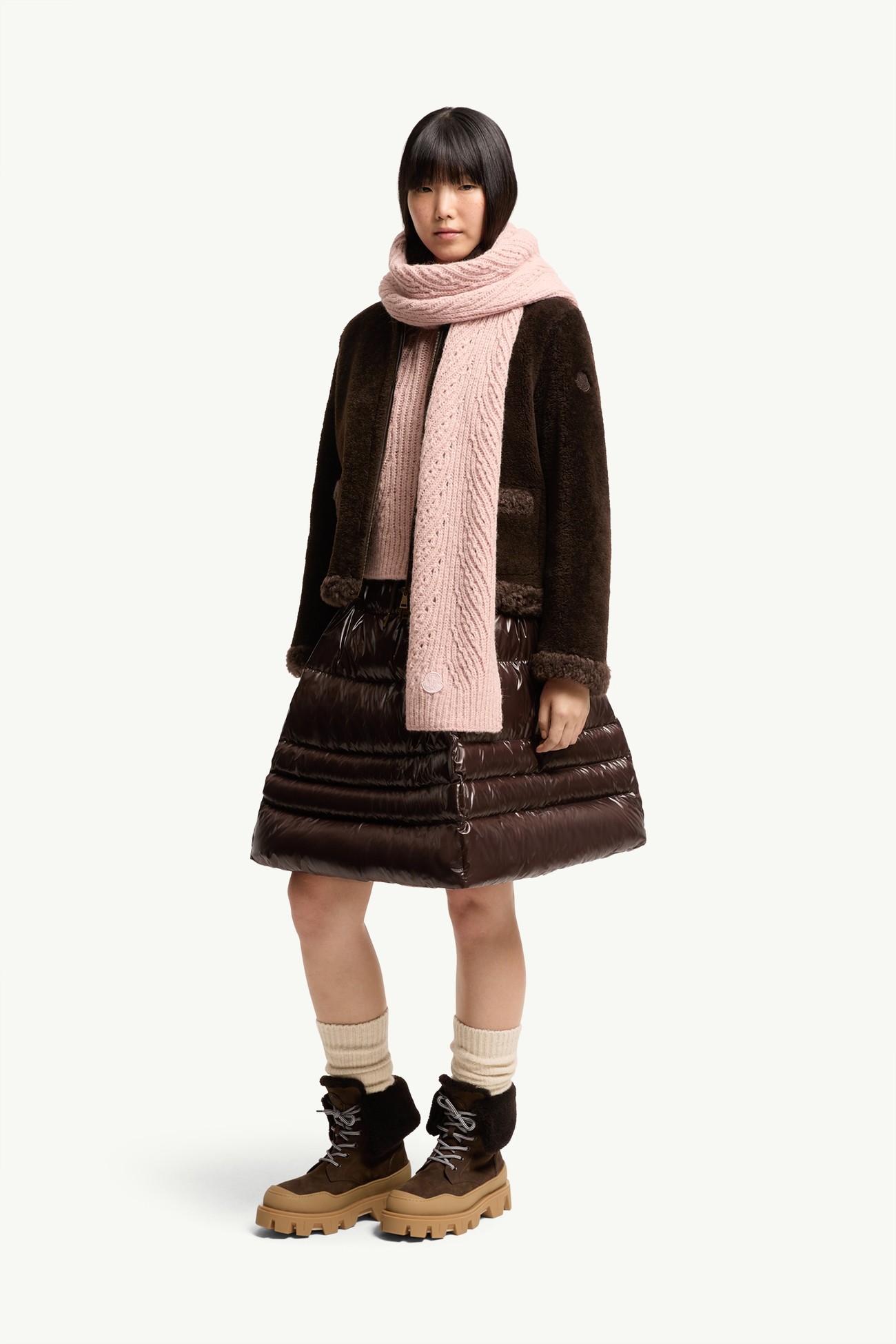 Wool Blend Scarf Women Pink Moncler 1