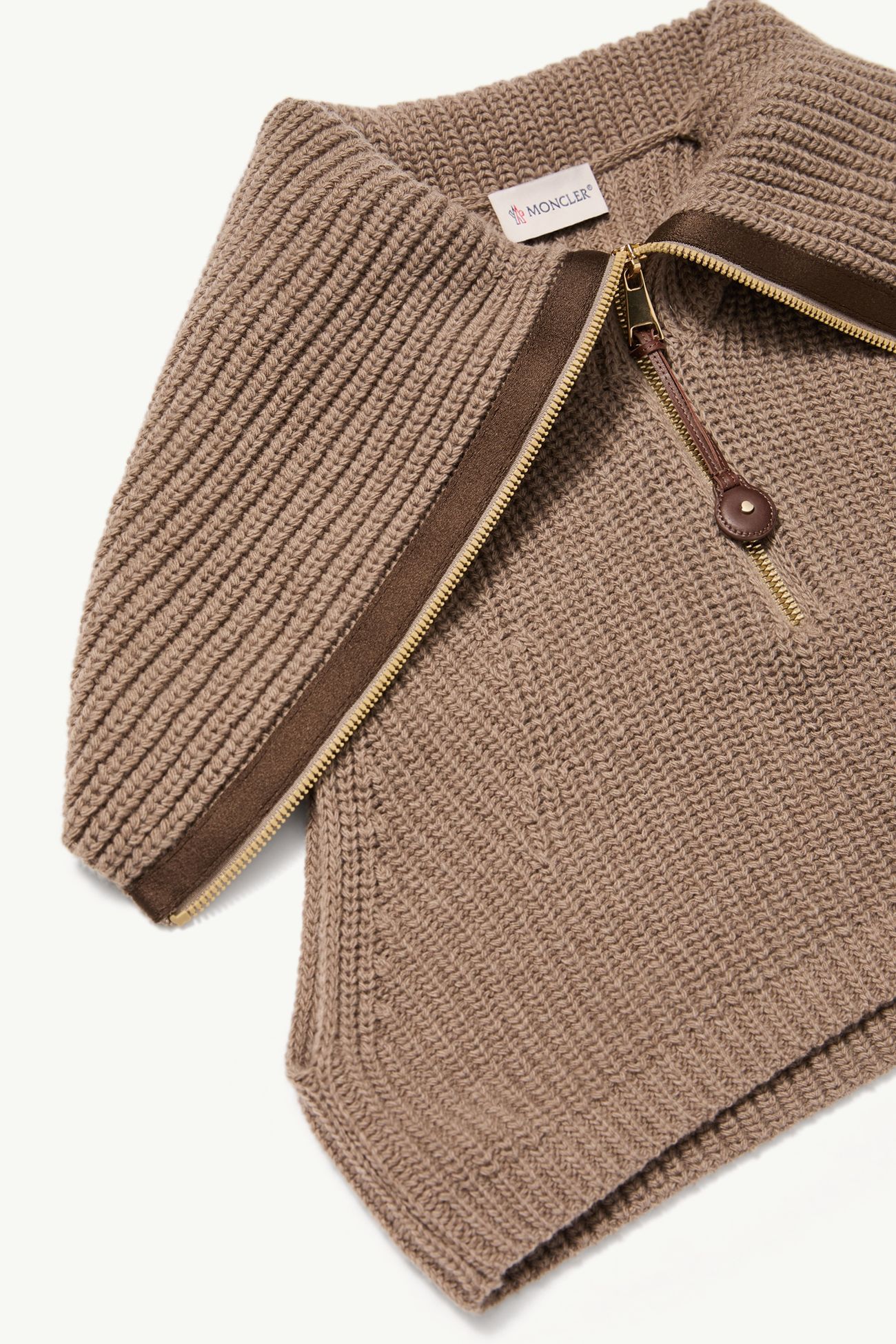 Wool & Cashmere Zip-Up Bib Women Taupe Moncler 1