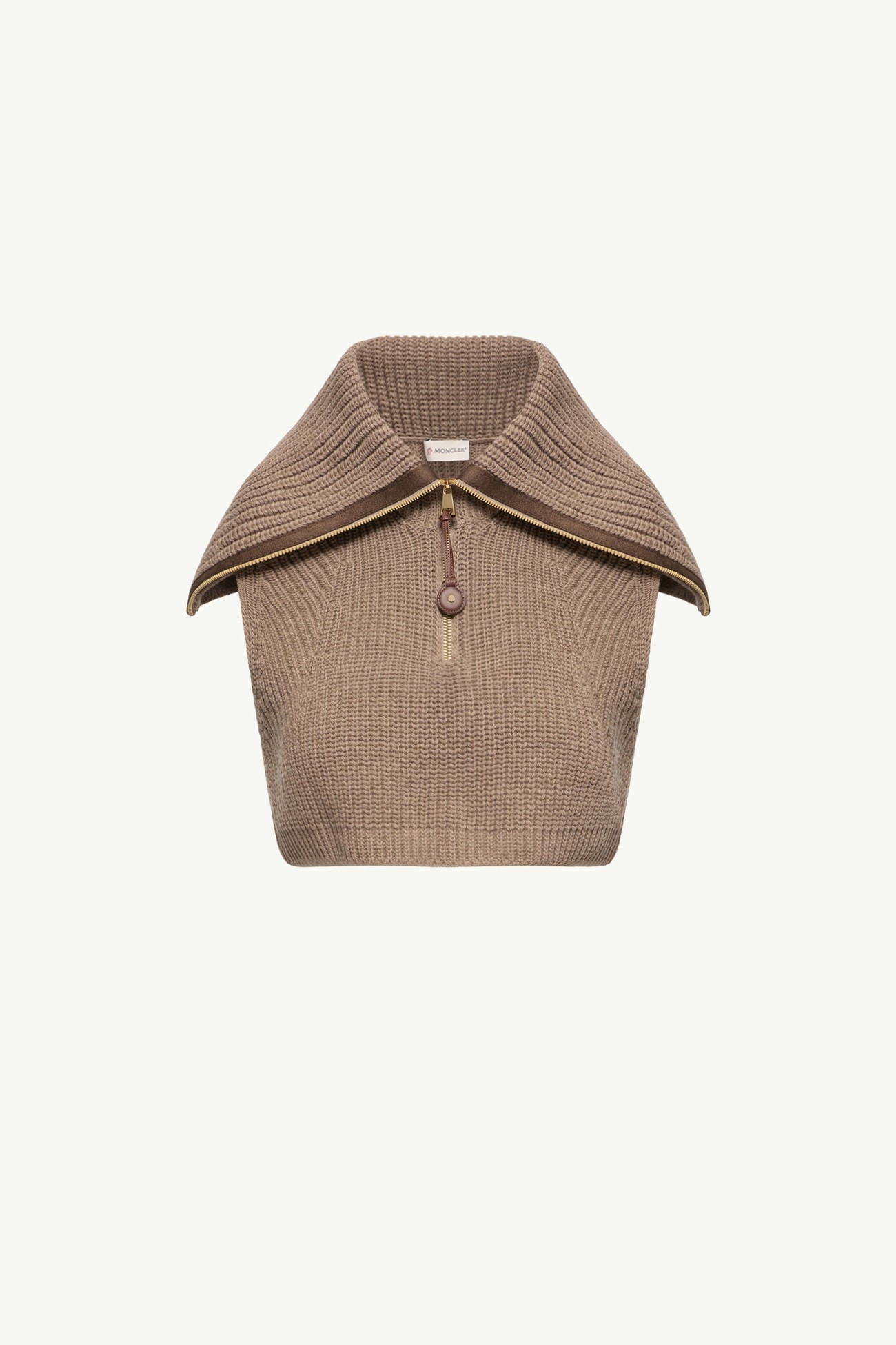 Wool & Cashmere Zip-Up Bib Women Taupe Moncler 2