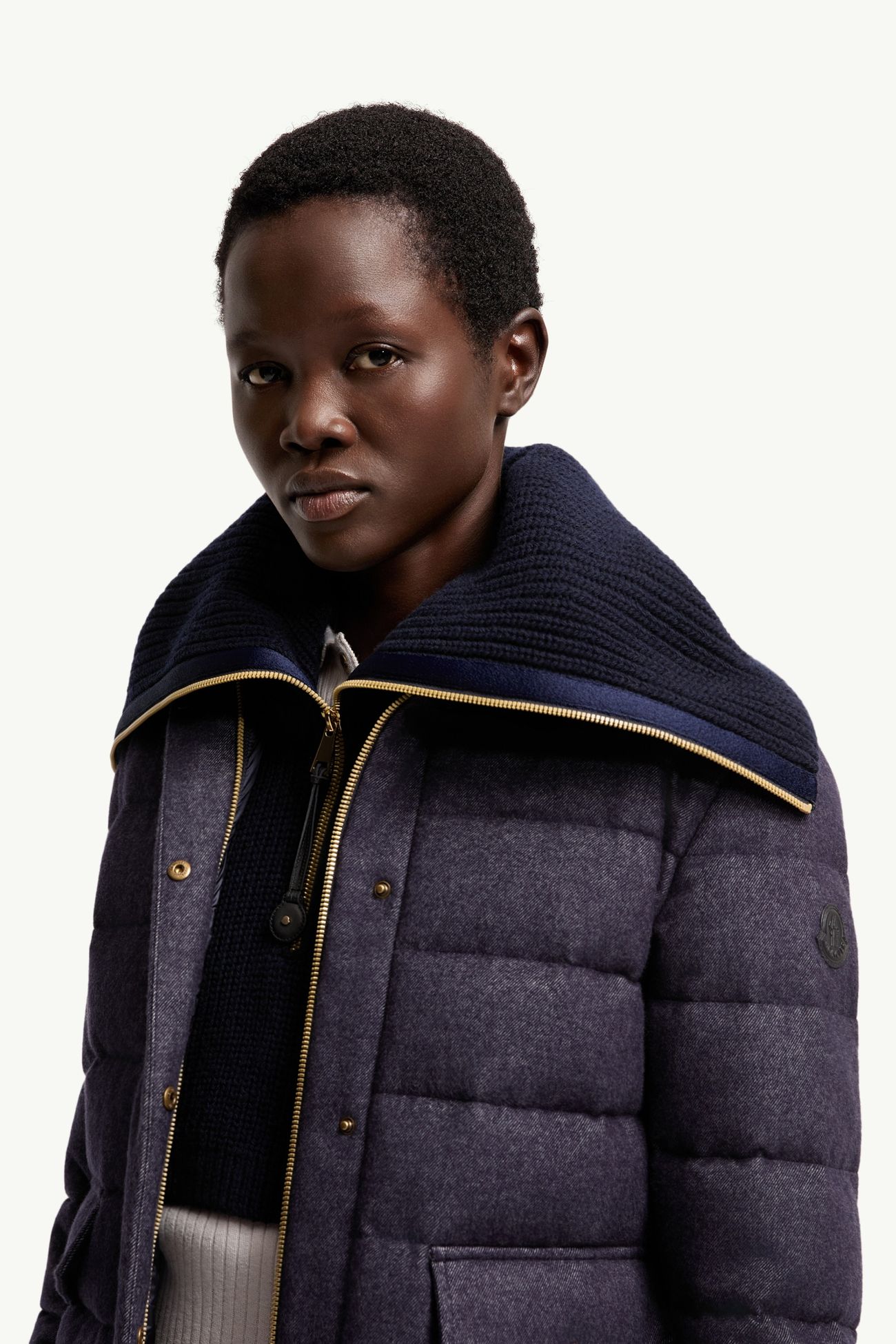 Wool & Cashmere Zip-Up Bib Women Dark Blue Moncler 0