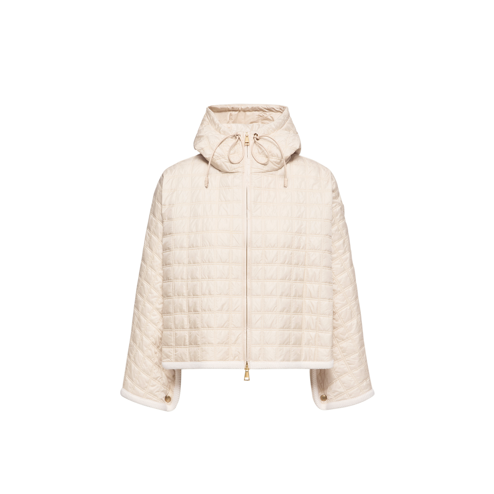 Moncler Hooded Square-quilted Padded Cape, Women, White, Size: One Size In Neutral
