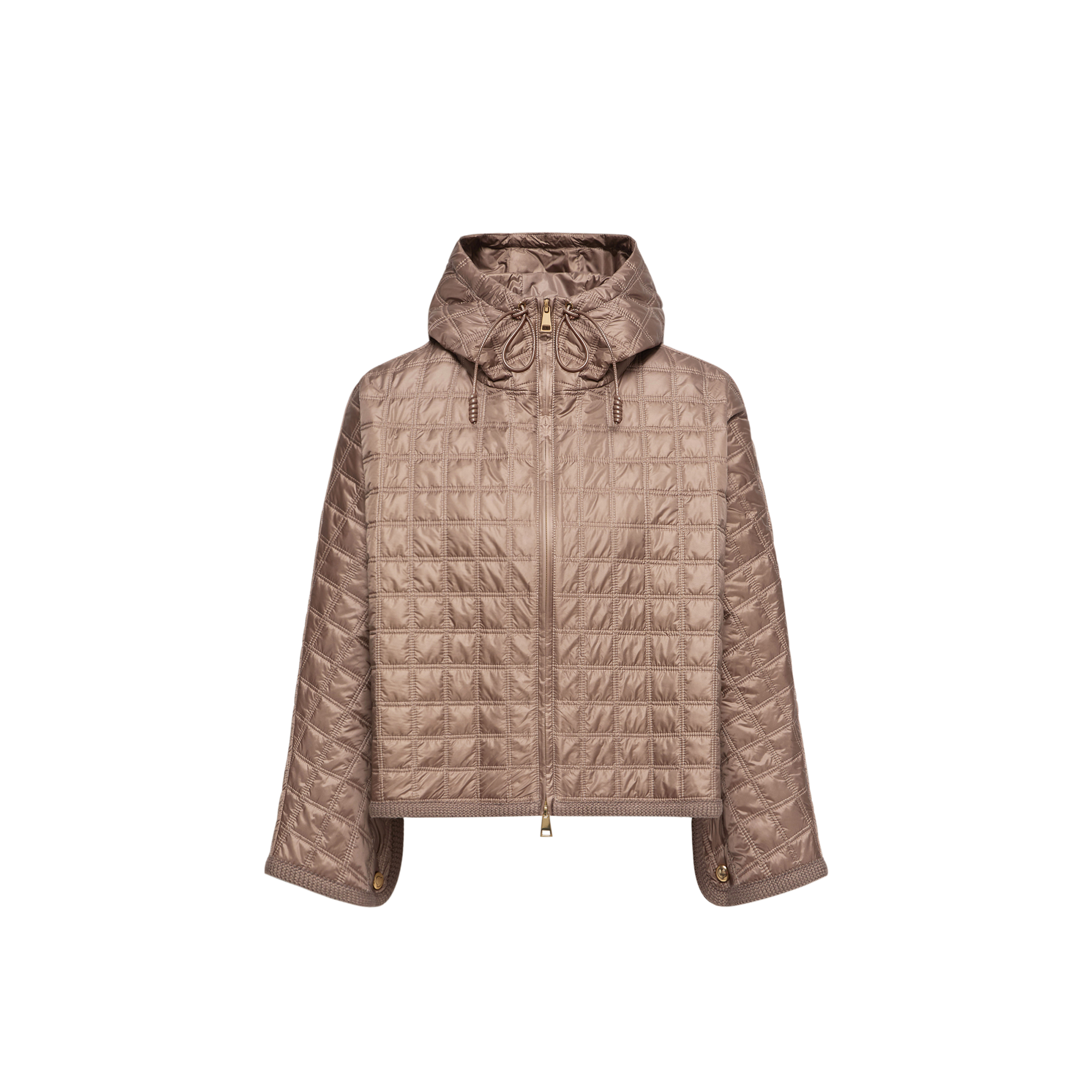 Moncler Hooded Square-quilted Padded Cape, Women, Brown, Size: One Size