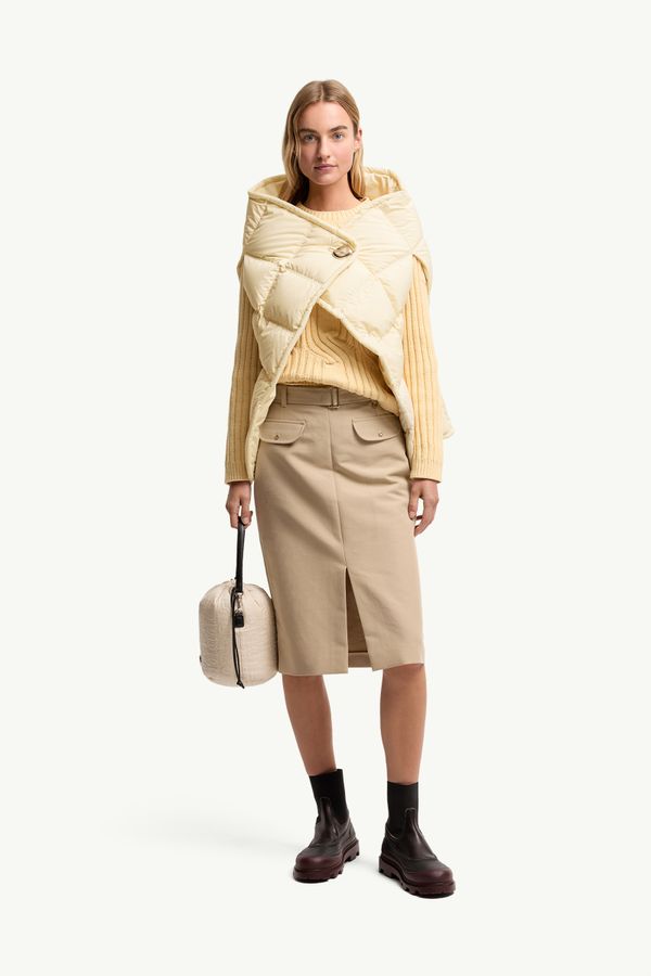 不對稱羽絨斗篷 女士 象牙白色 Moncler 0
