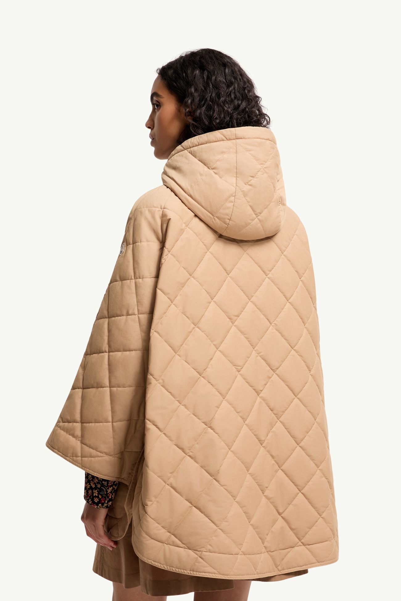 菱形絎縫連帽斗篷 女士 米色 Moncler 4