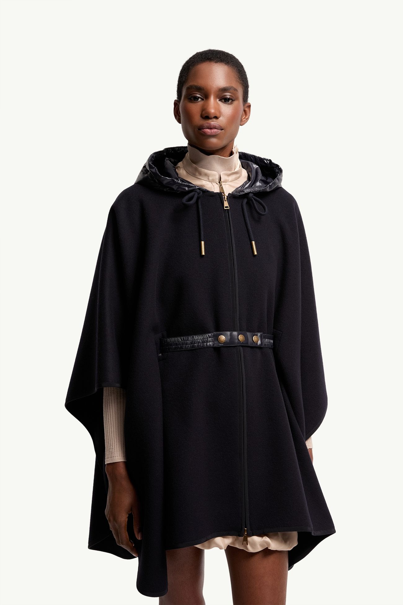 Mantella imbottita in misto lana Donna Blu Scuro Moncler 3
