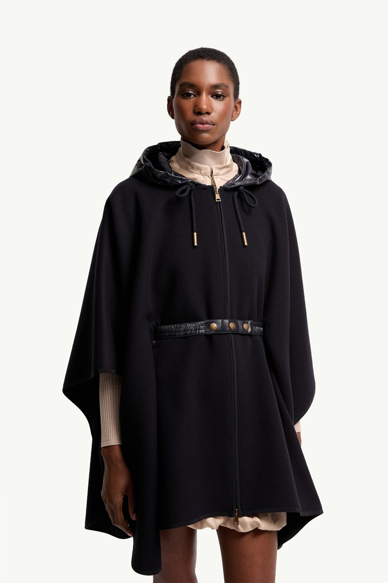 Mantella imbottita in misto lana Donna Blu Scuro Moncler 3