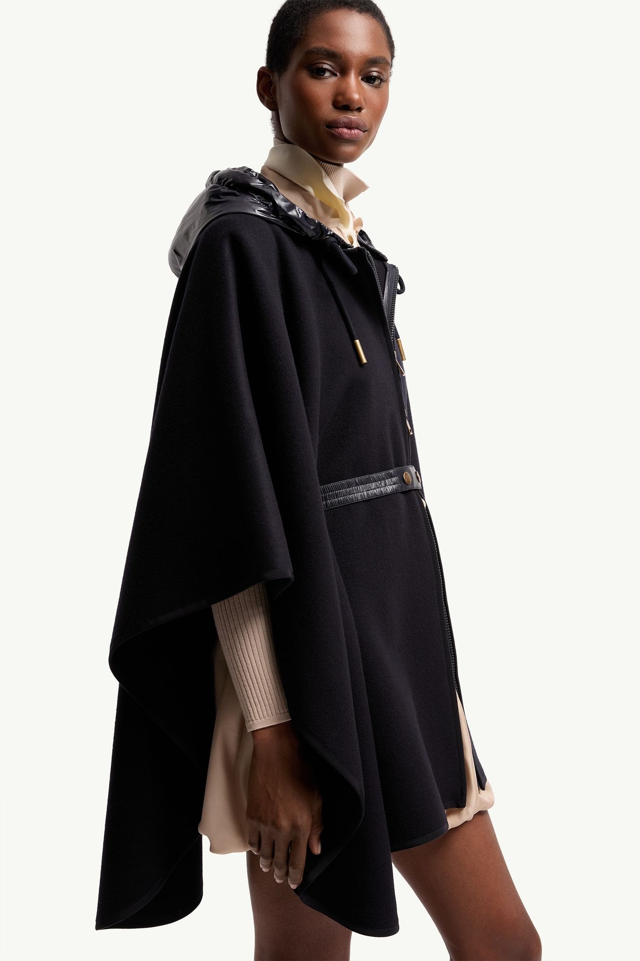 Mantella imbottita in misto lana Donna Blu Scuro Moncler 5