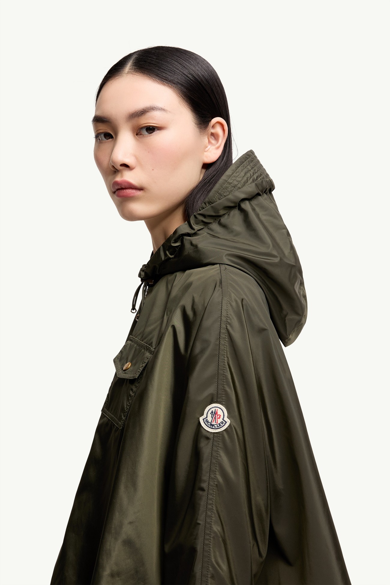 Hooded Cape Women Olive Green Moncler 1