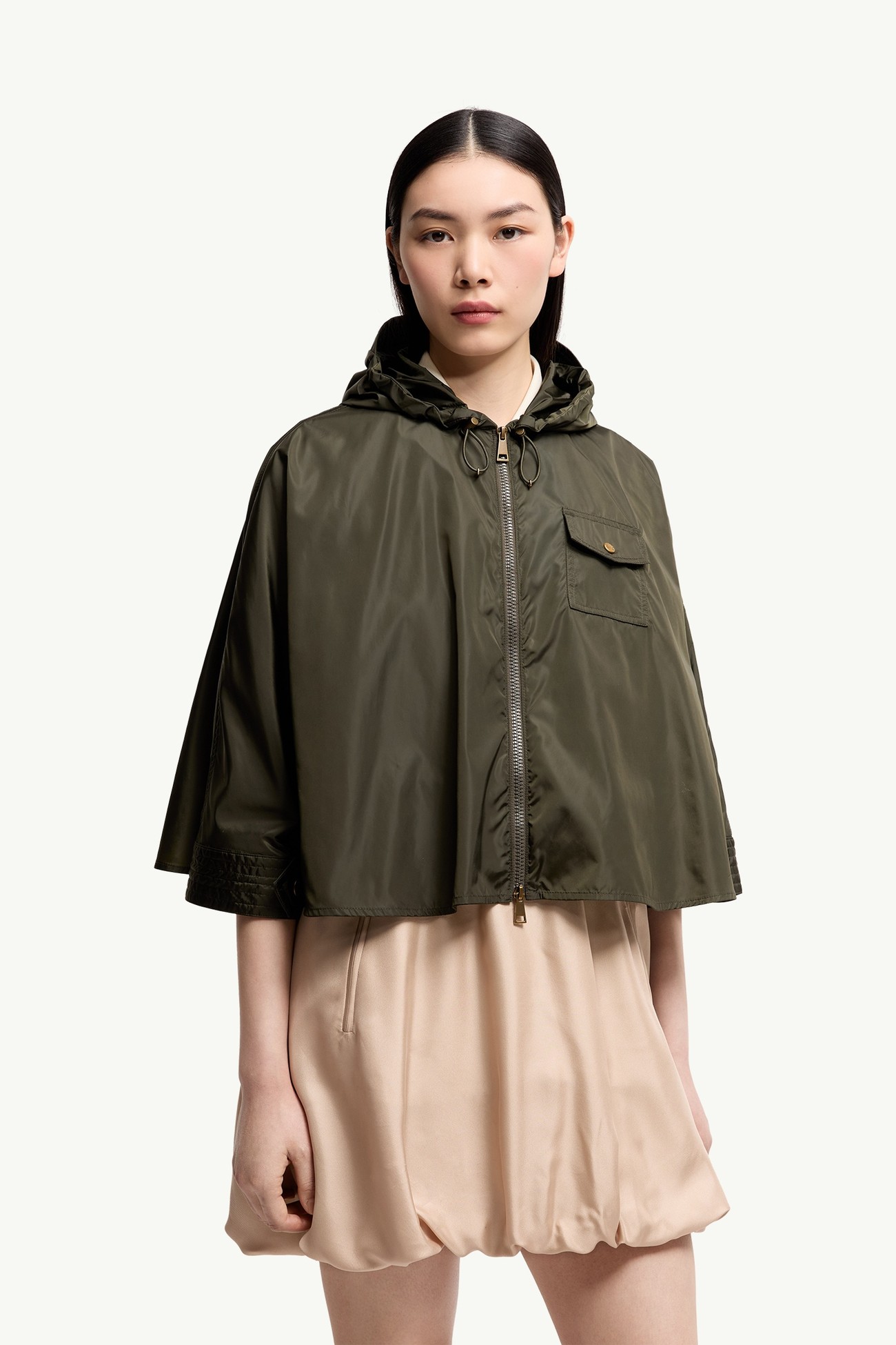 Hooded Cape Women Olive Green Moncler 3