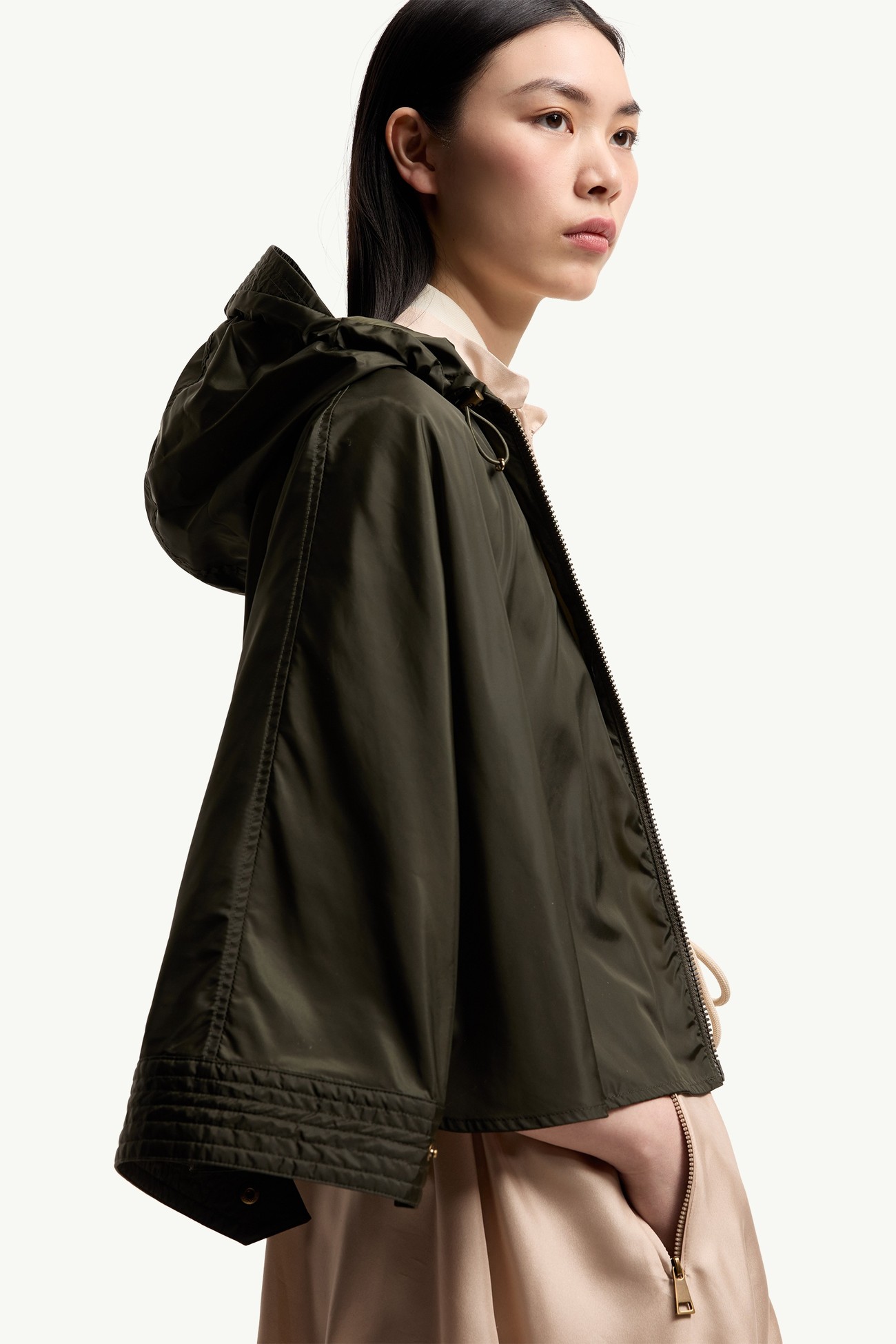 Hooded Cape Women Olive Green Moncler 5