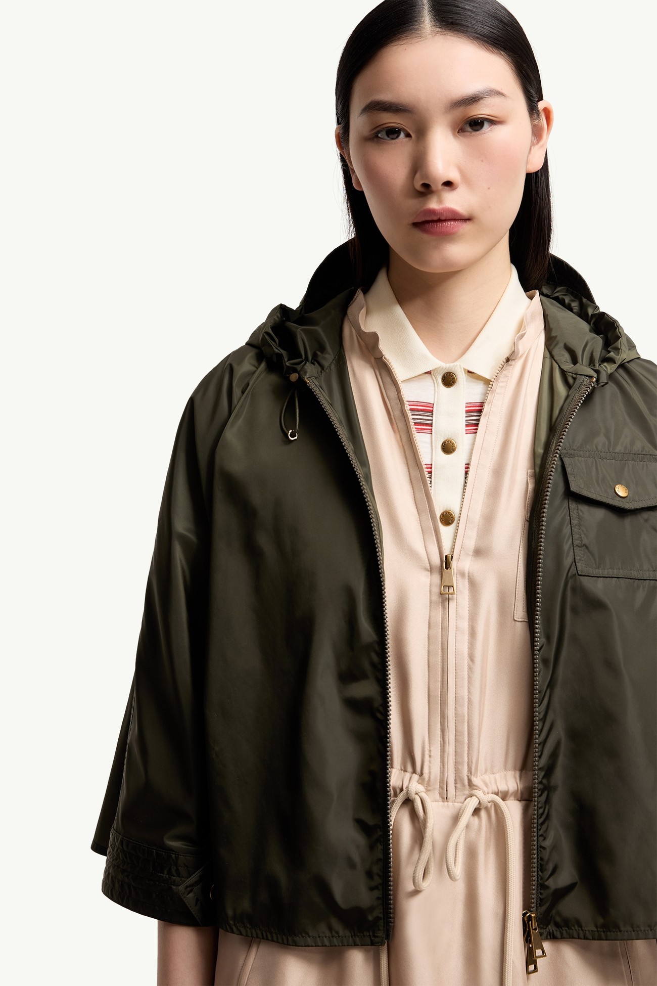 Hooded Cape Women Olive Green Moncler 6