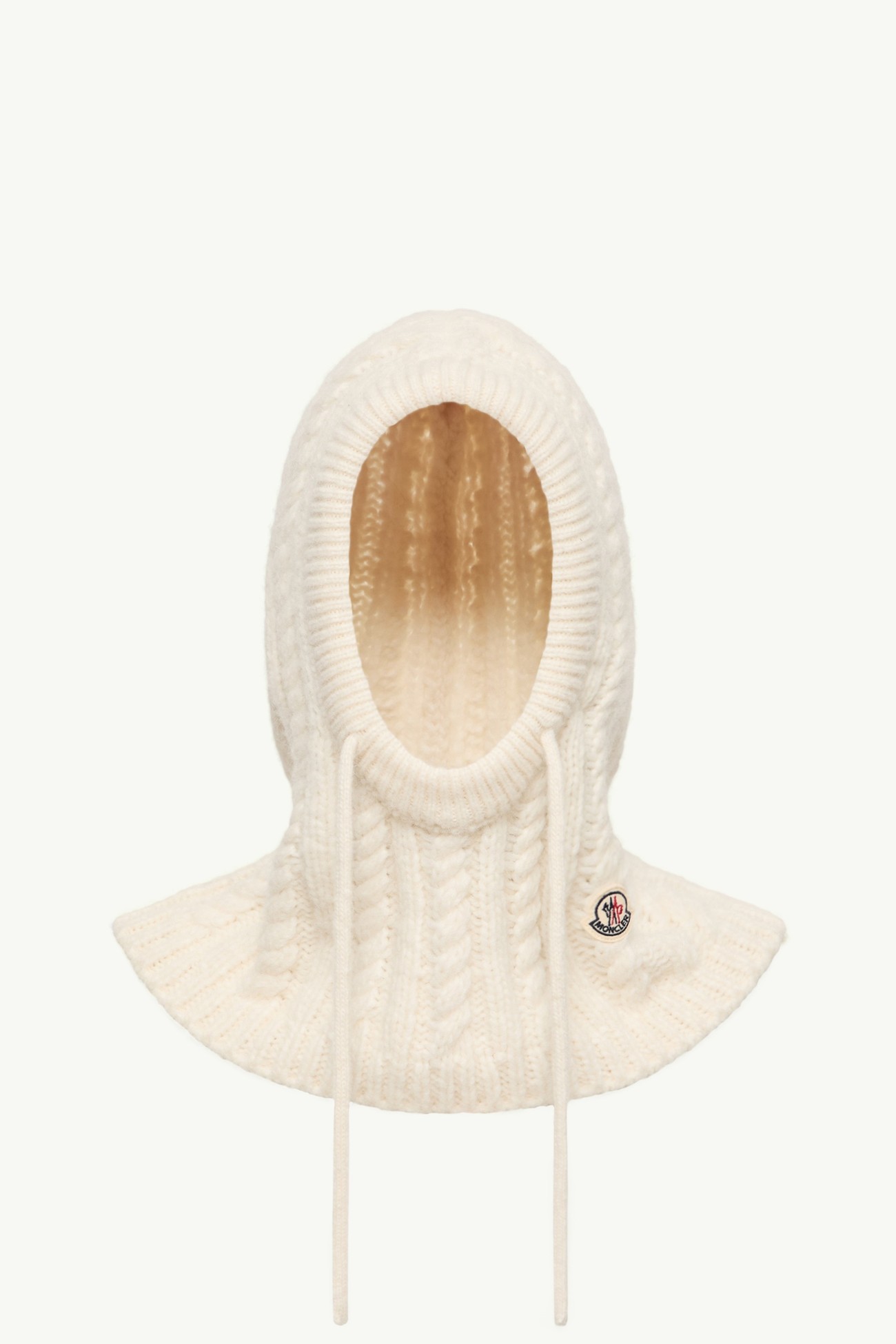 케이블 니트 알파카 혼방 발라클라바 여성 화이트 Moncler 0
