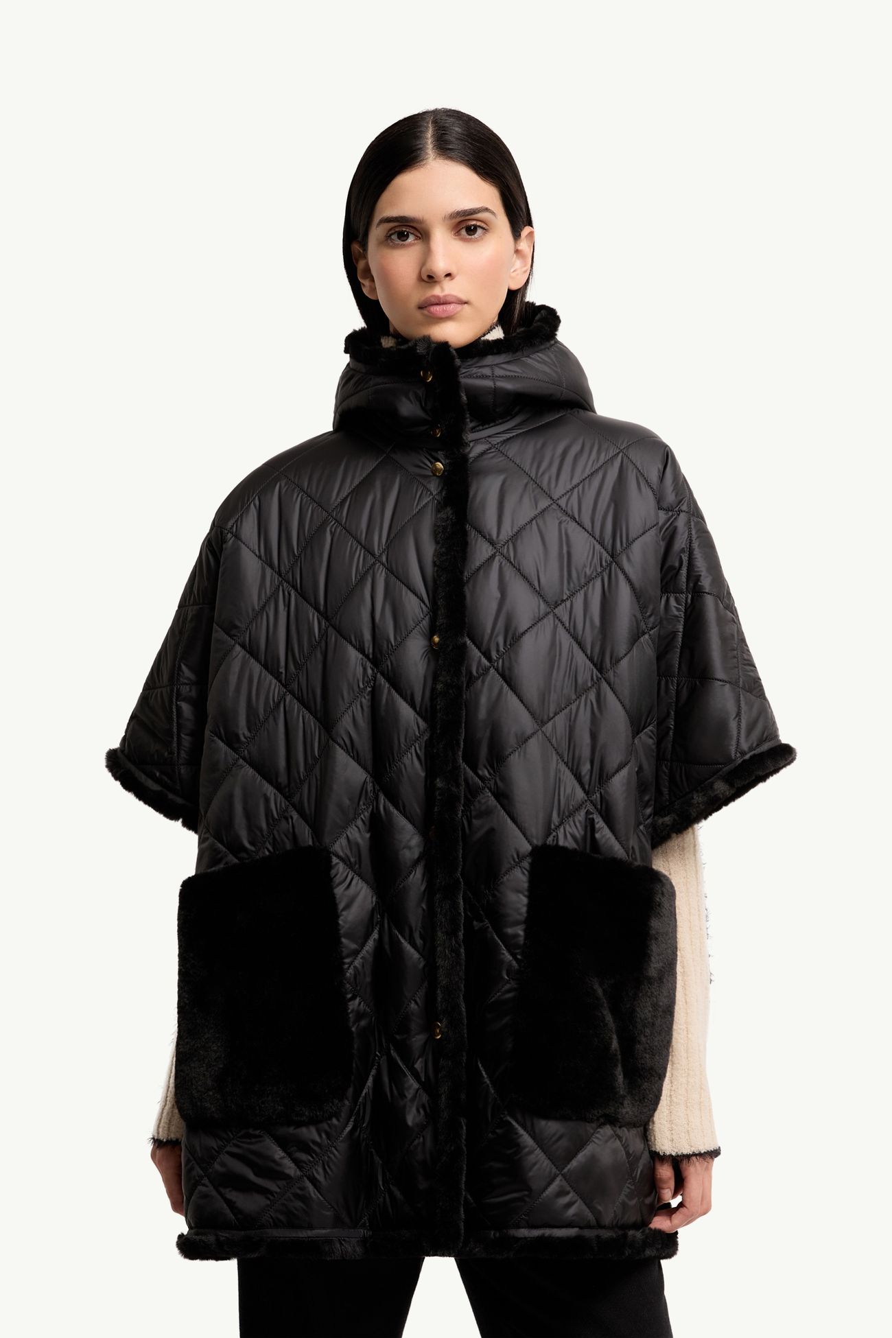 Reversible Hooded Cape Women Black Moncler 3