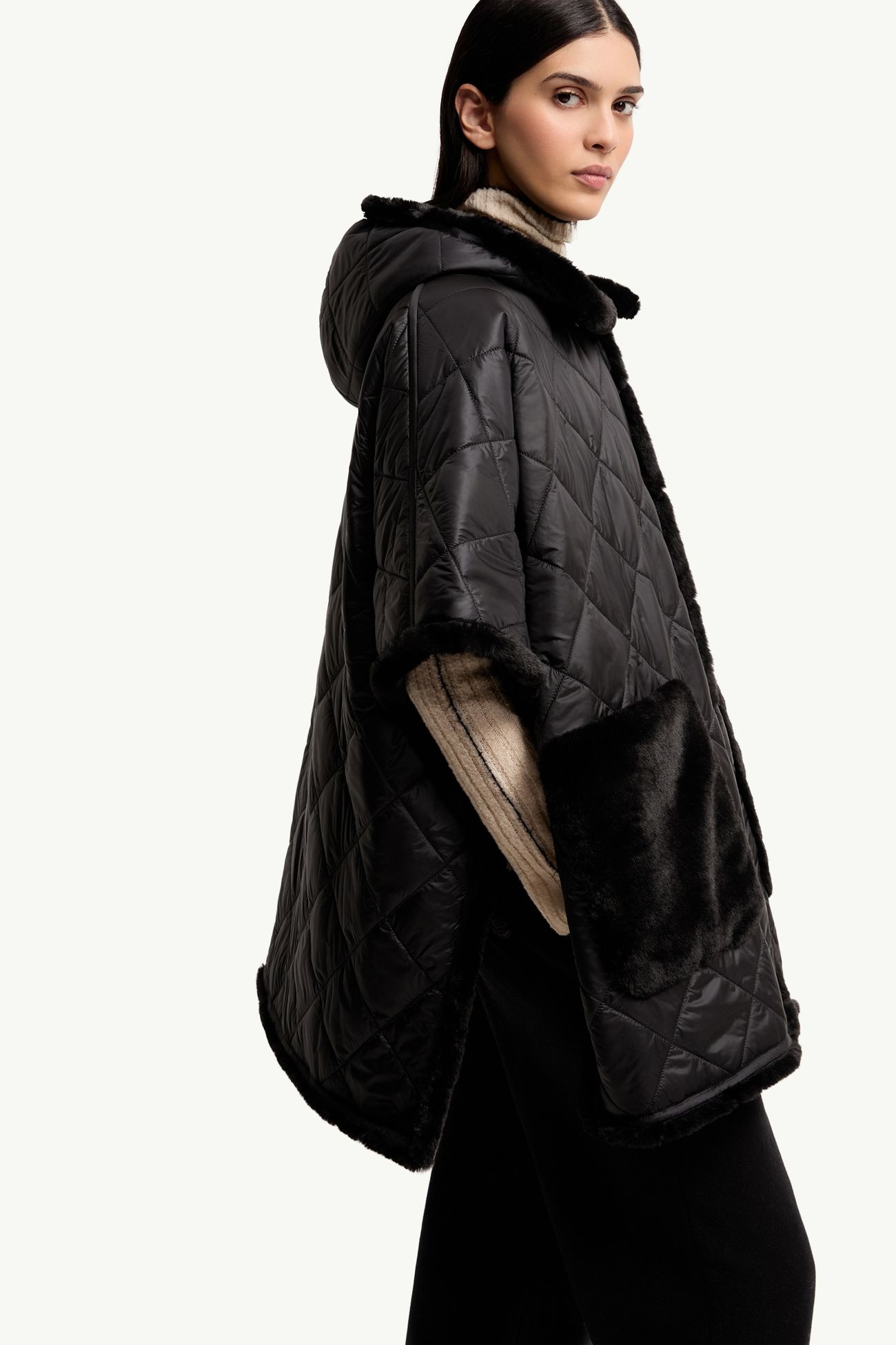 Reversible Hooded Cape Women Black Moncler 6