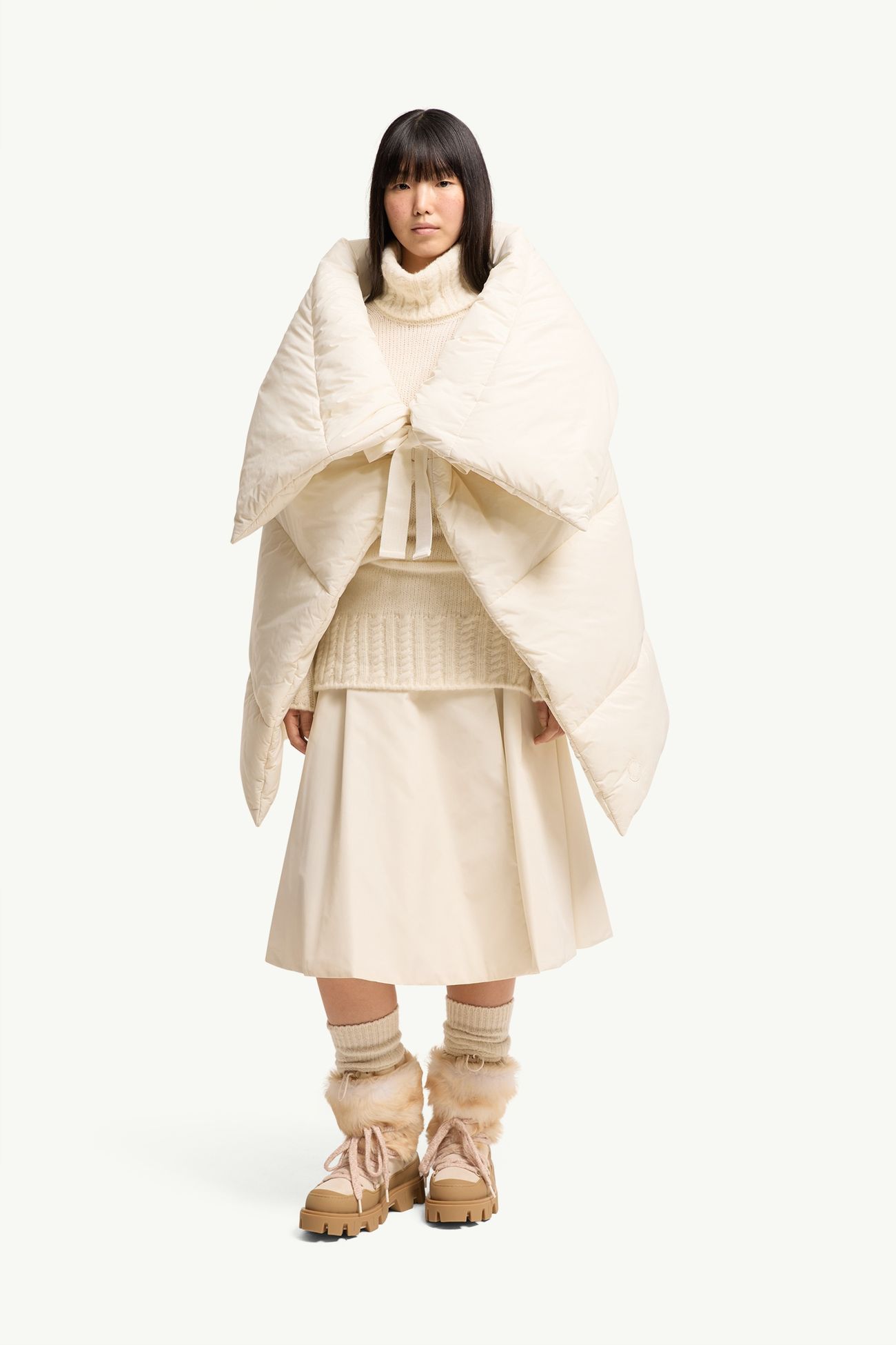 Capa acolchada de tafetán Mujer Blanco Moncler 3