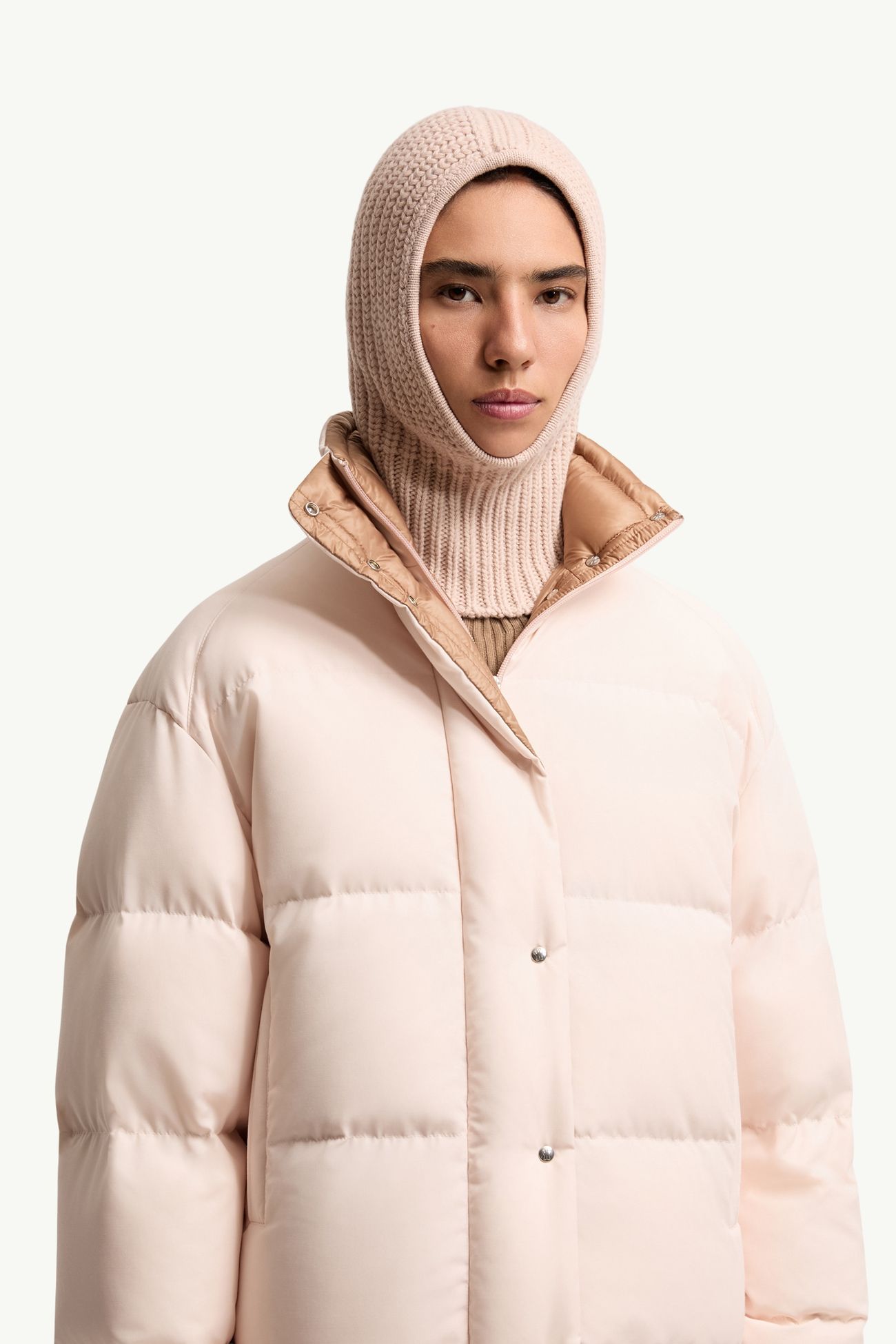 Passamontagna in lana e cashmere Donna Beige Chiaro Moncler 1