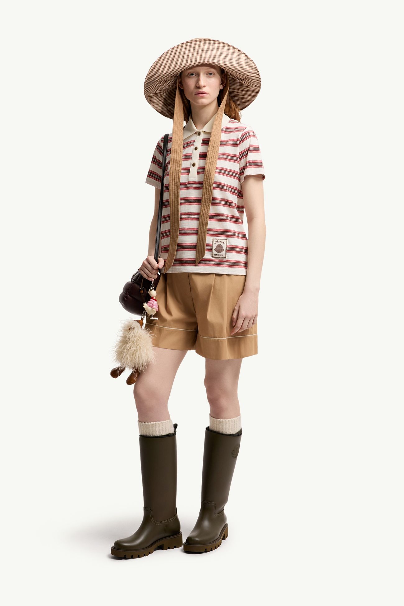 Polo de algodón de rayas Mujer Blanco & Rojo Moncler 0