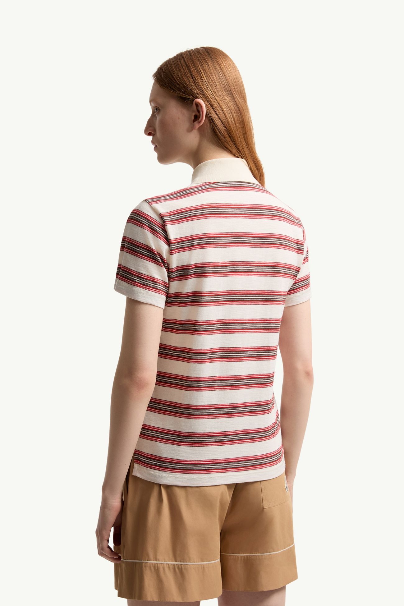 女士条纹棉质Polo衫 女士 白色&红色 Moncler 4