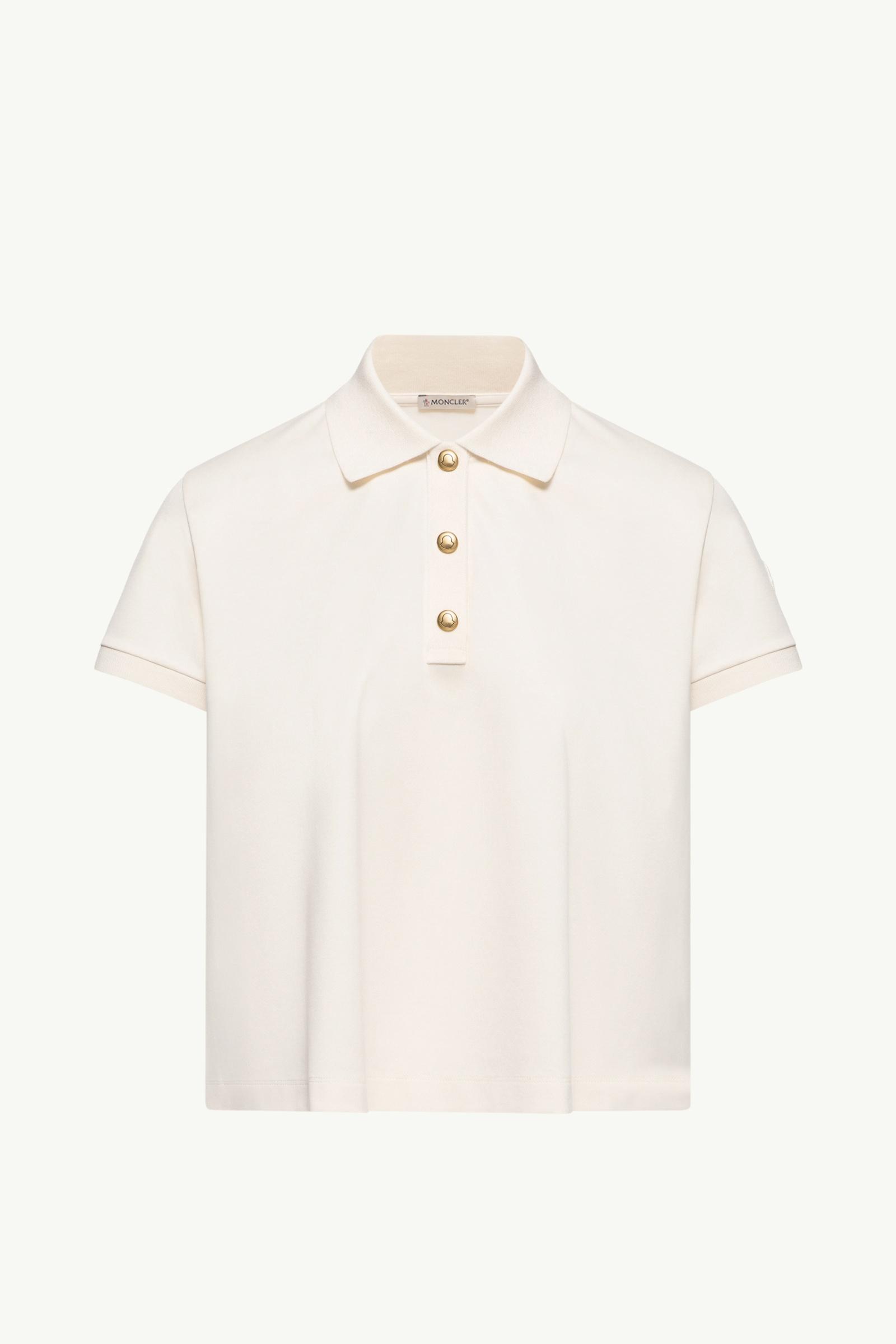 Grosgrain Logo Cotton Polo Shirt Women White Moncler, 1 of 0