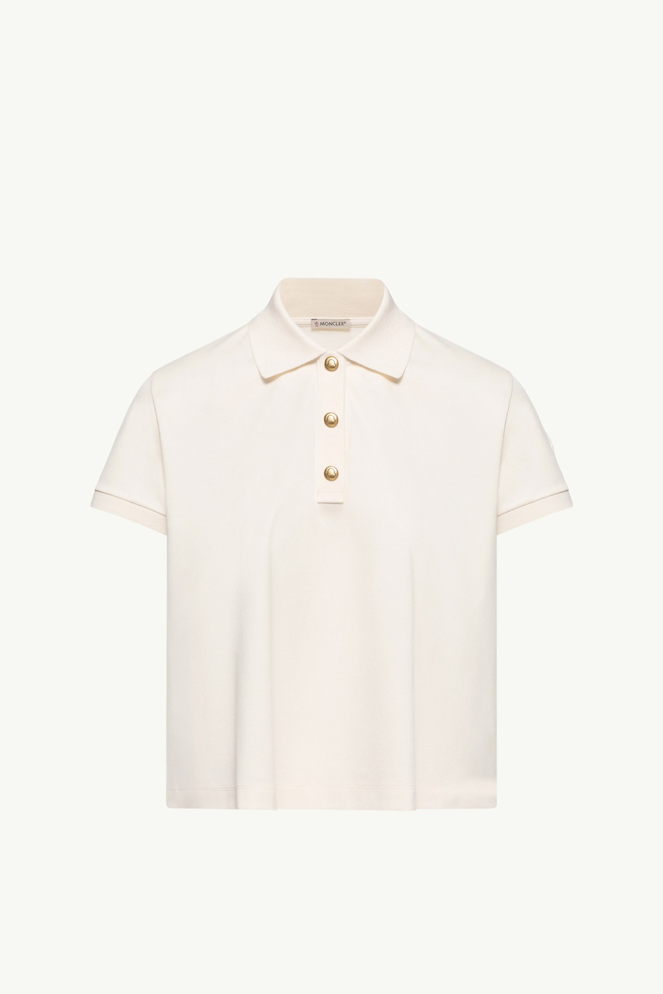 Grosgrain Logo Cotton Polo Shirt Women White Moncler 2