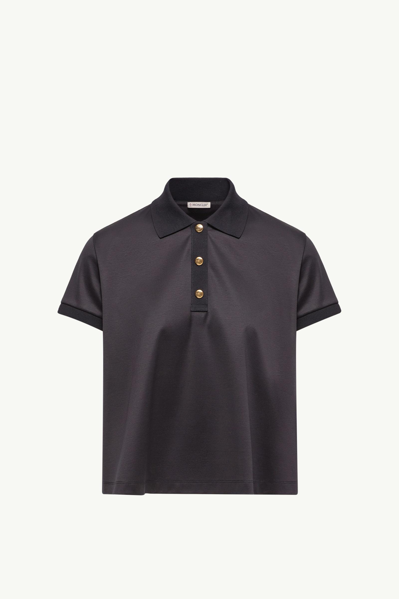 Dark Blue Grosgrain Logo Cotton Polo Shirt - Tops & T-Shirts for