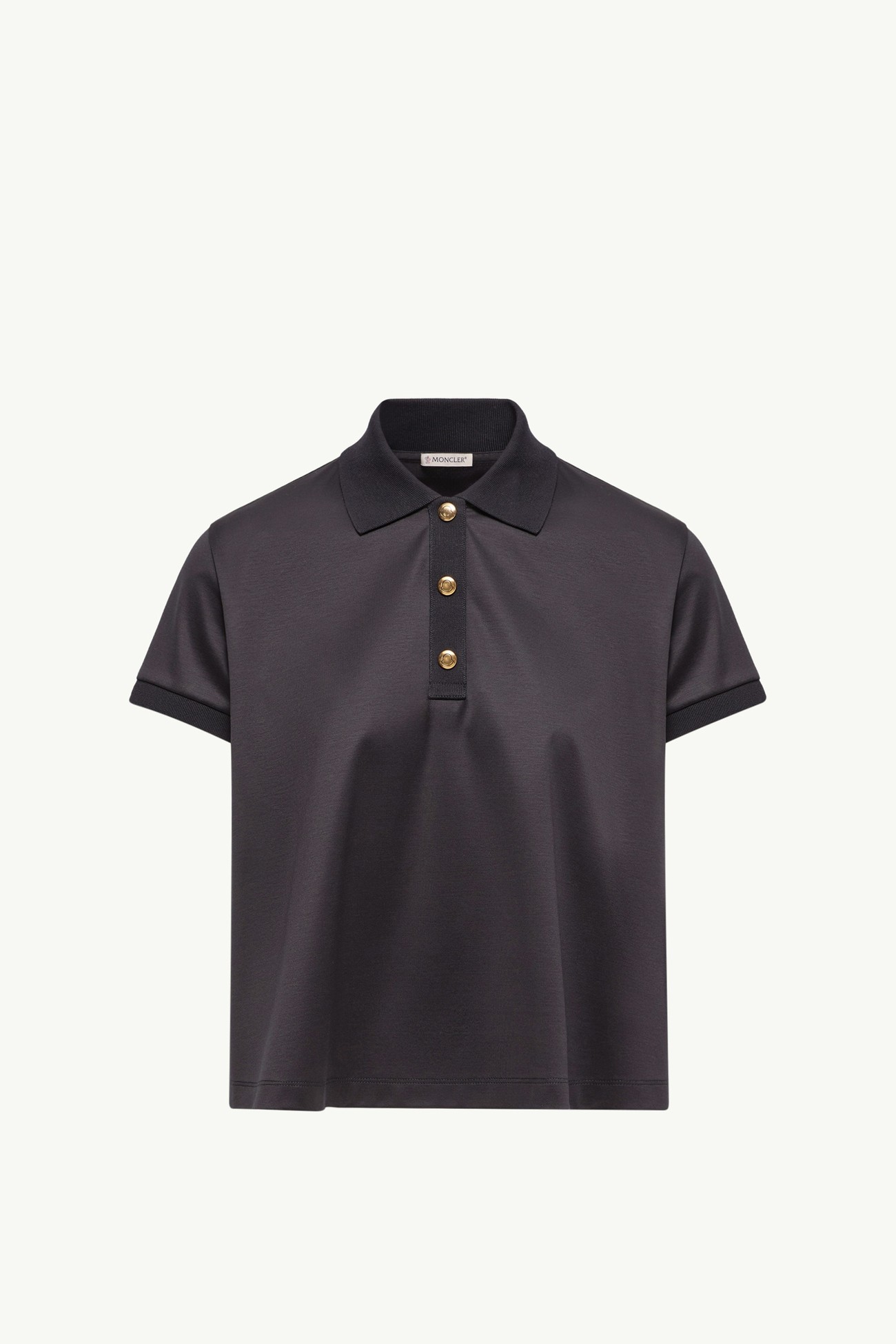 Grosgrain Logo Cotton Polo Shirt Women Dark Blue Moncler 2