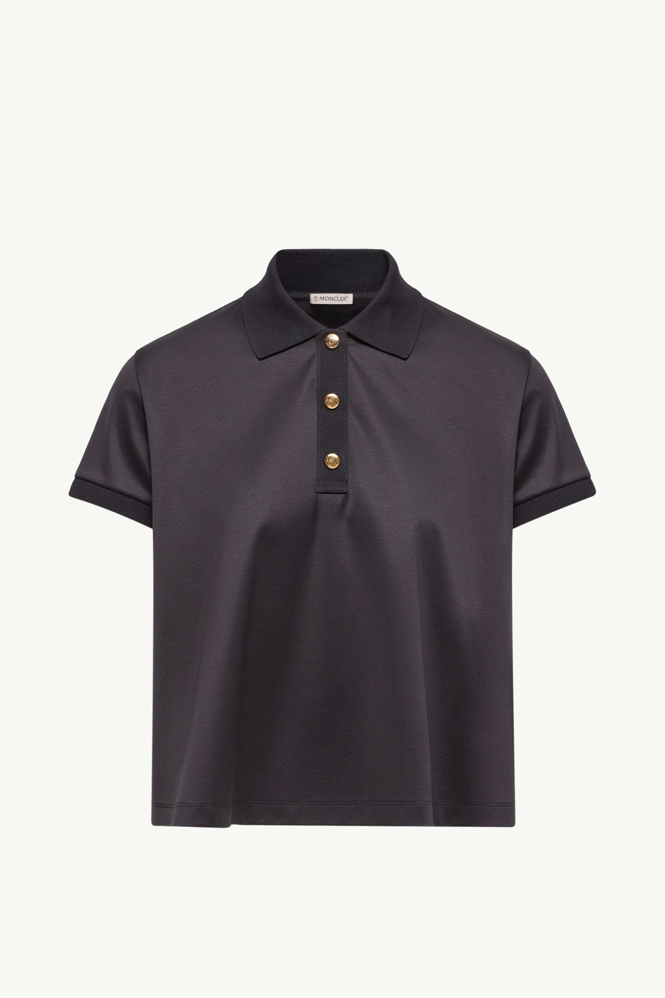 Polo in cotone con logo in gros-grain Donna Blu Scuro Moncler 2