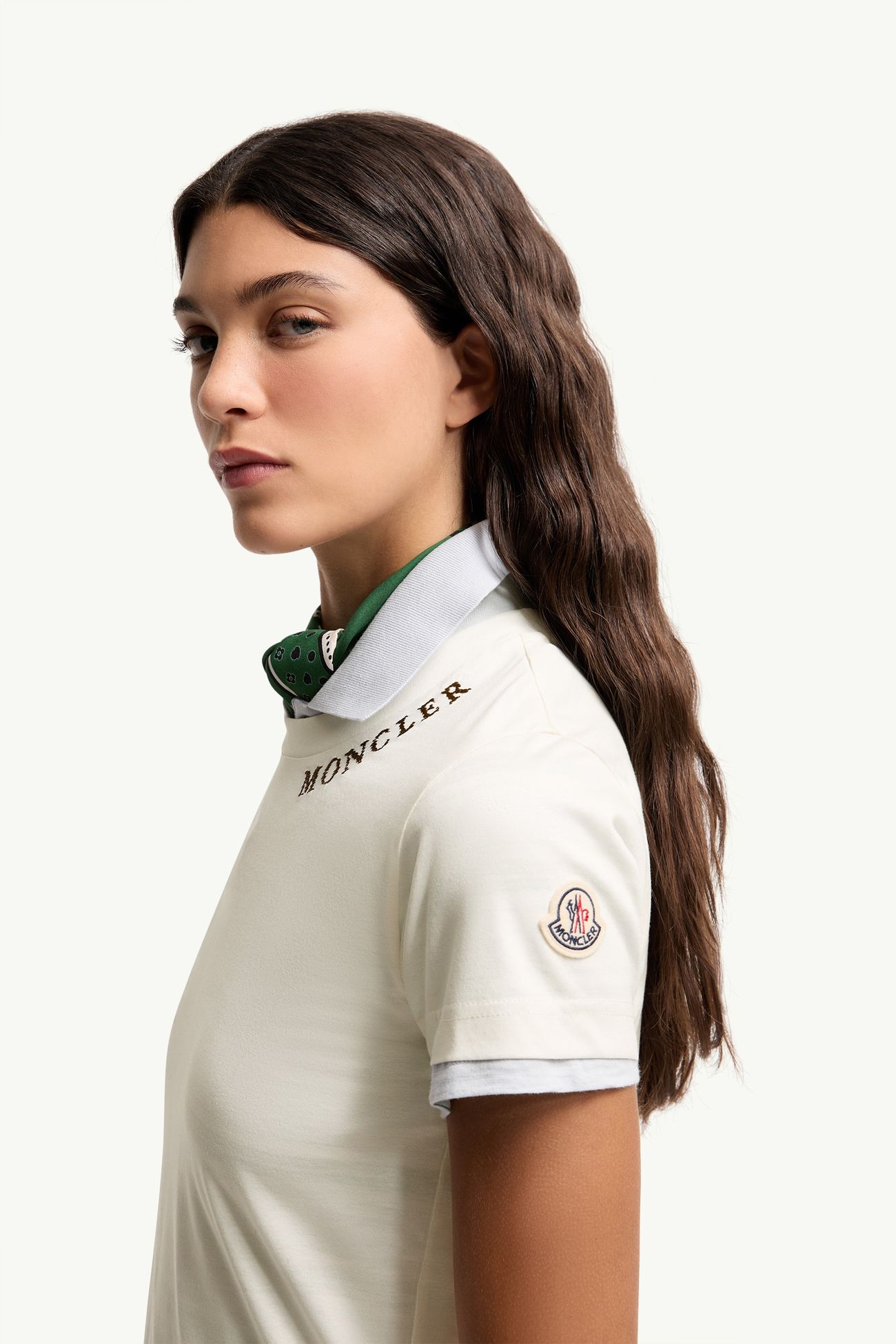 T-Shirt aus Baumwolle mit skizziertem Logo Damen Weiß Moncler 1