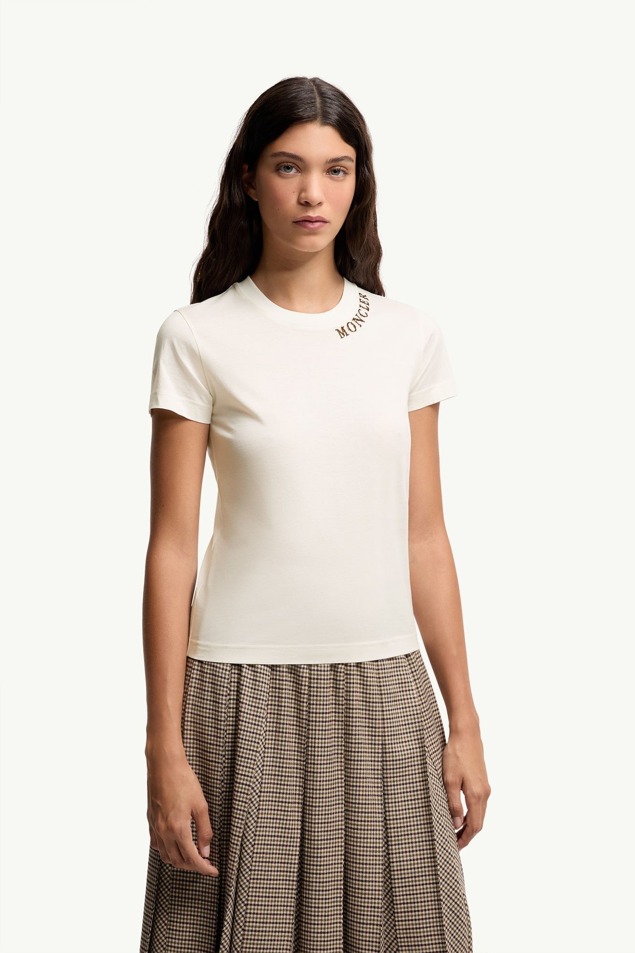 T-shirt in cotone con logo effetto schizzo Donna Bianco Moncler 3