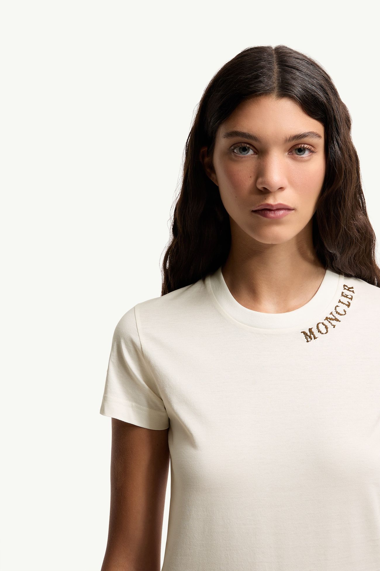 T-shirt en coton à logo effet croquis Femmes Blanc Moncler 5