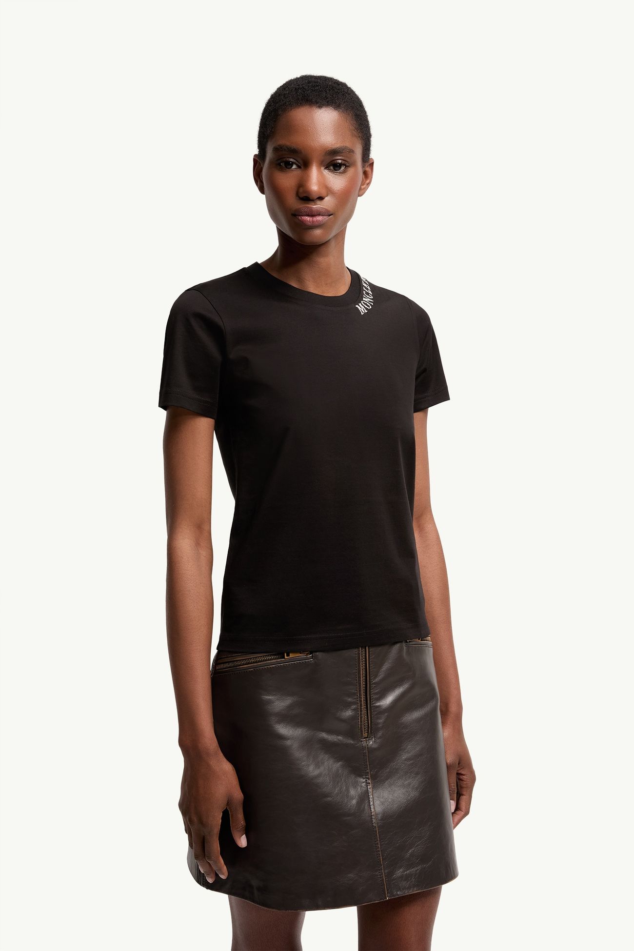 Sketch Logo Cotton T-Shirt Women Black Moncler 3