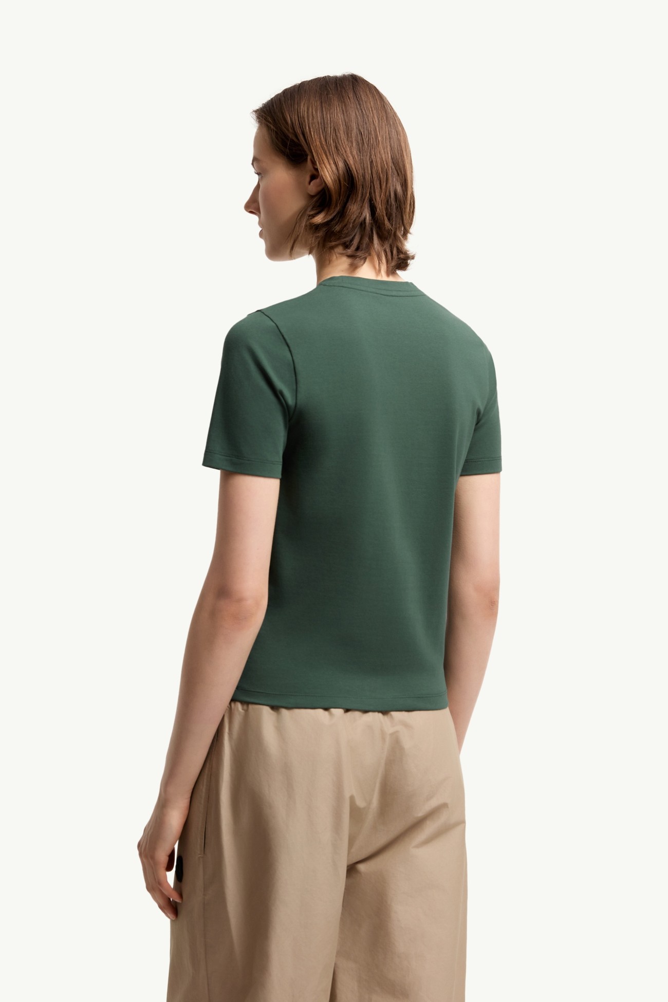 Logo Cotton Jersey T-Shirt Women Dark Green Moncler 4