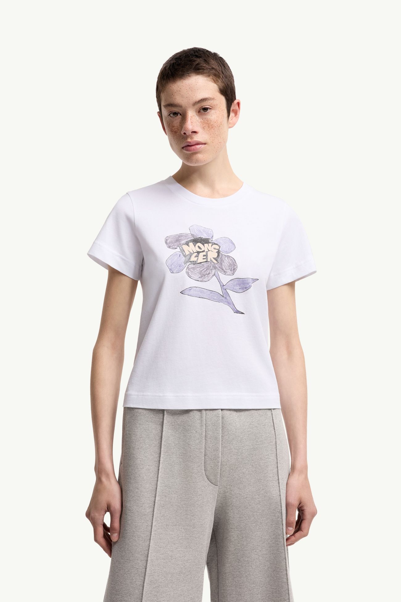 Cotton Jersey Printed T-Shirt Women White Moncler 3
