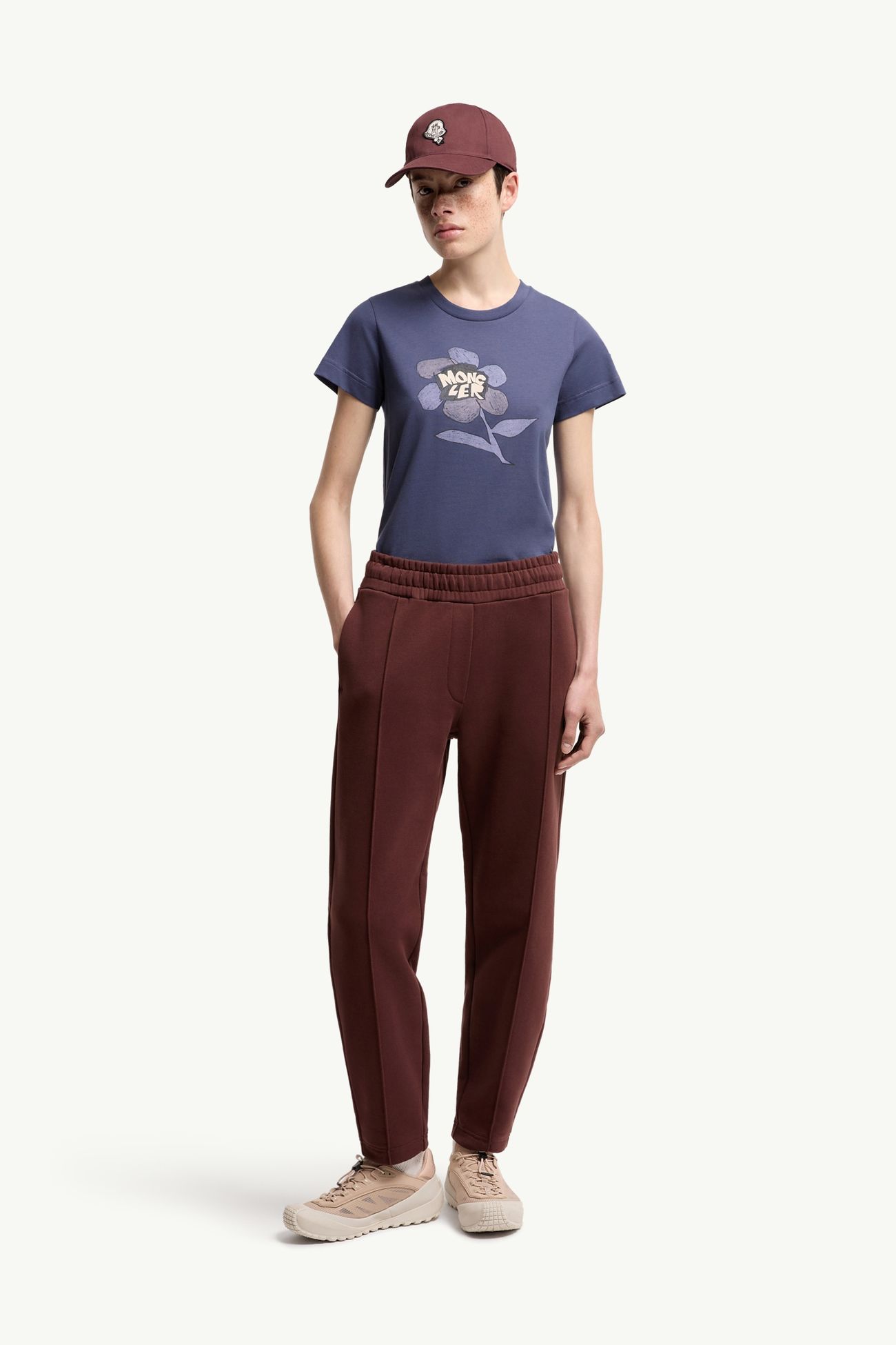 Camiseta estampada de jersey de algodón Mujer Azul cobalto Moncler 0