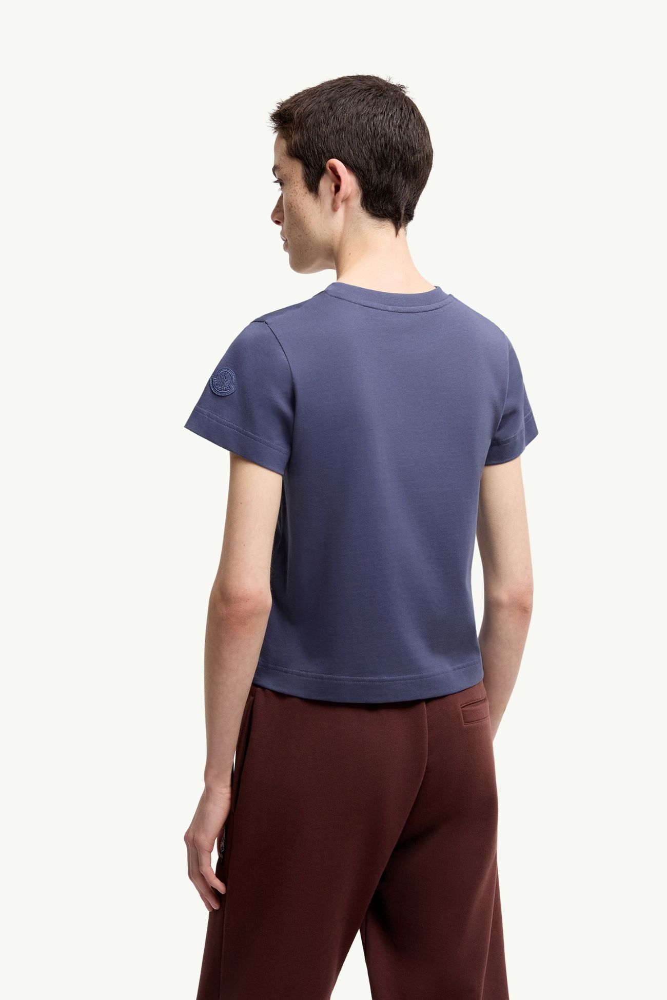 Camiseta estampada de jersey de algodón Mujer Azul cobalto Moncler 4