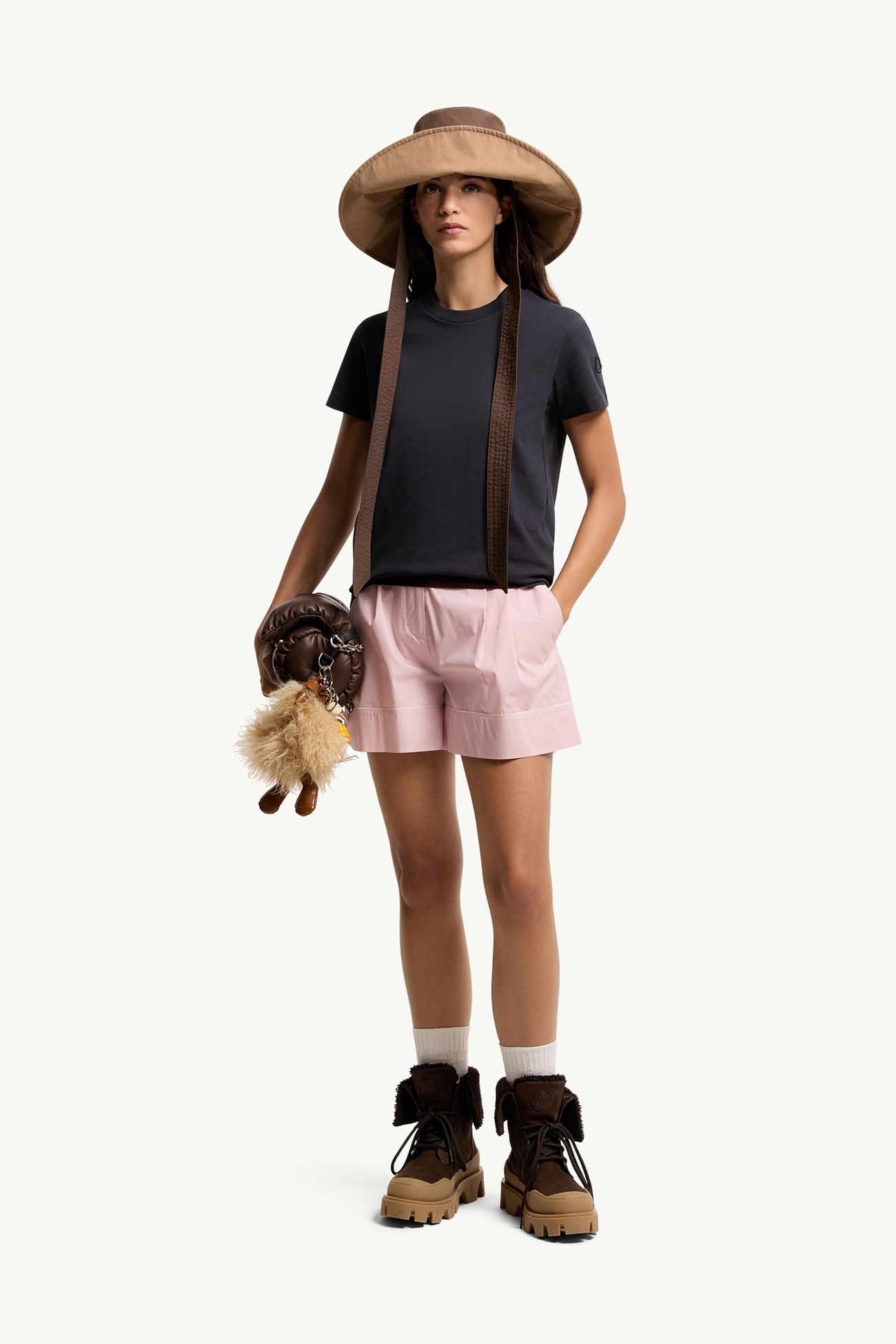 T-shirt in jersey di cotone con patch logato Donna Blu Scuro Moncler 0
