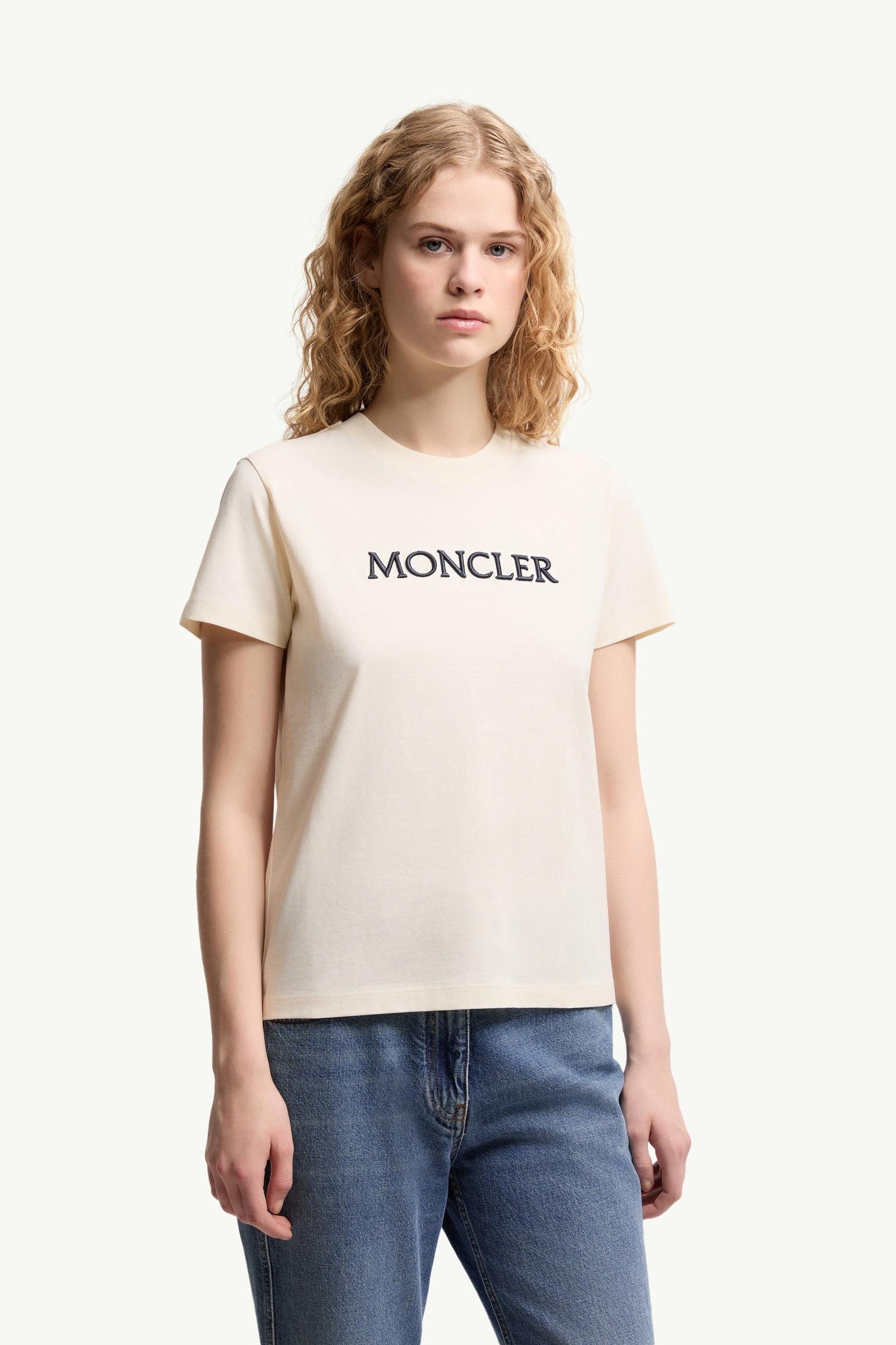 White Embroidered Tonal Logo Cotton T-Shirt - Tops & T-shirts for