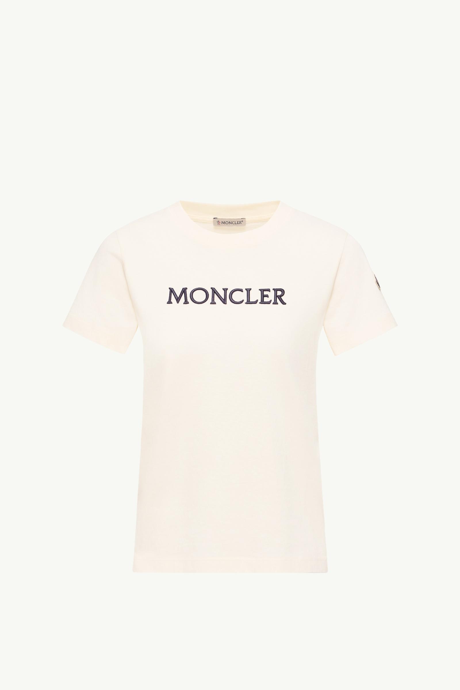 Embroidered Tonal Logo Cotton T-Shirt Women White Moncler, 1 of 0