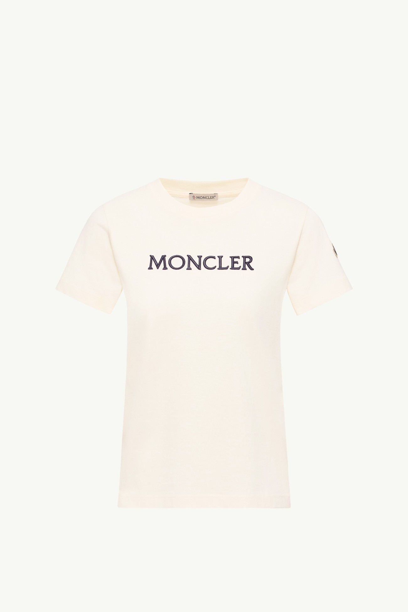 Embroidered Tonal Logo Cotton T-Shirt Women White Moncler 2